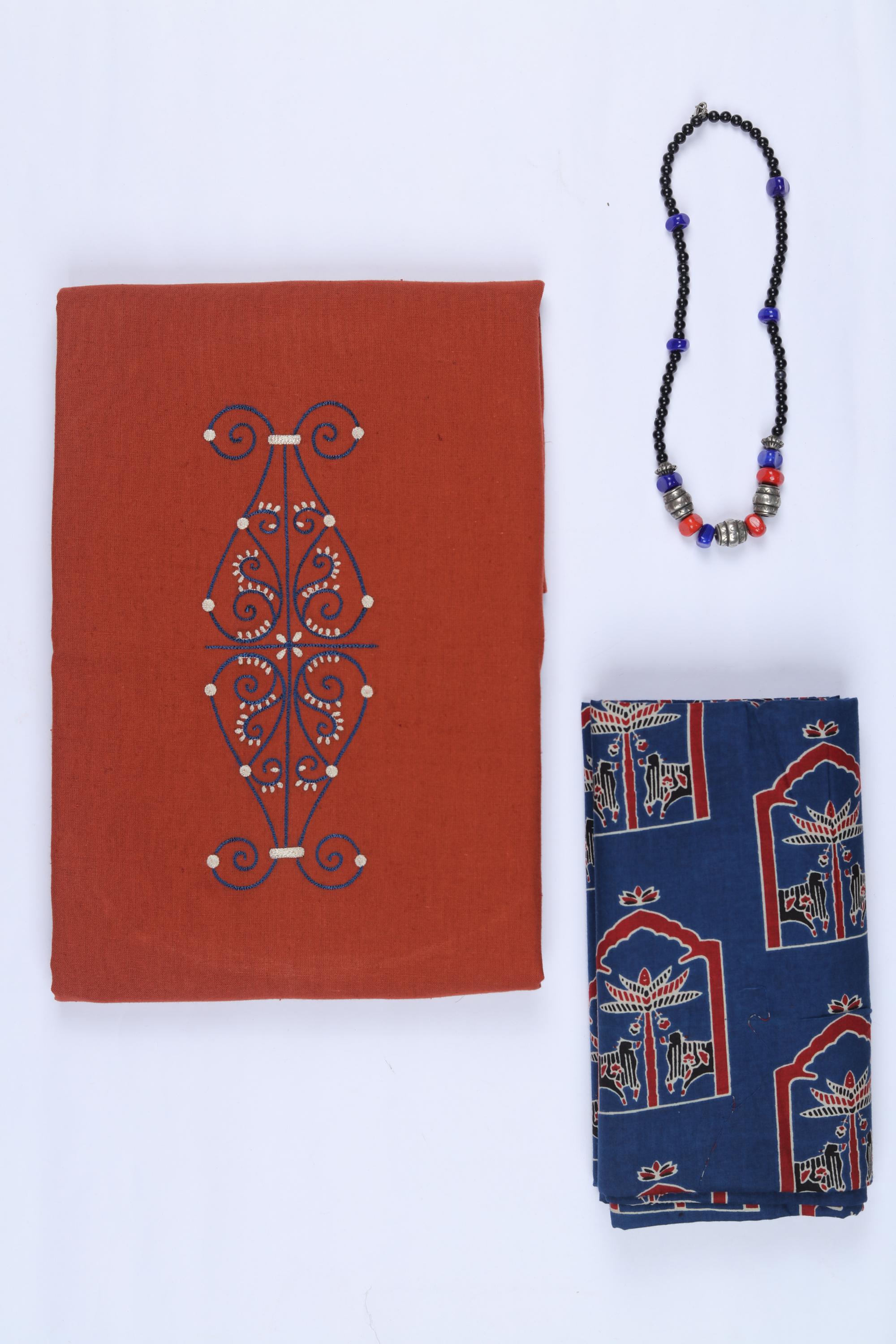 Cotton 2 Piece Unstitched Kurta & Bttom Set – Traditional Design-008