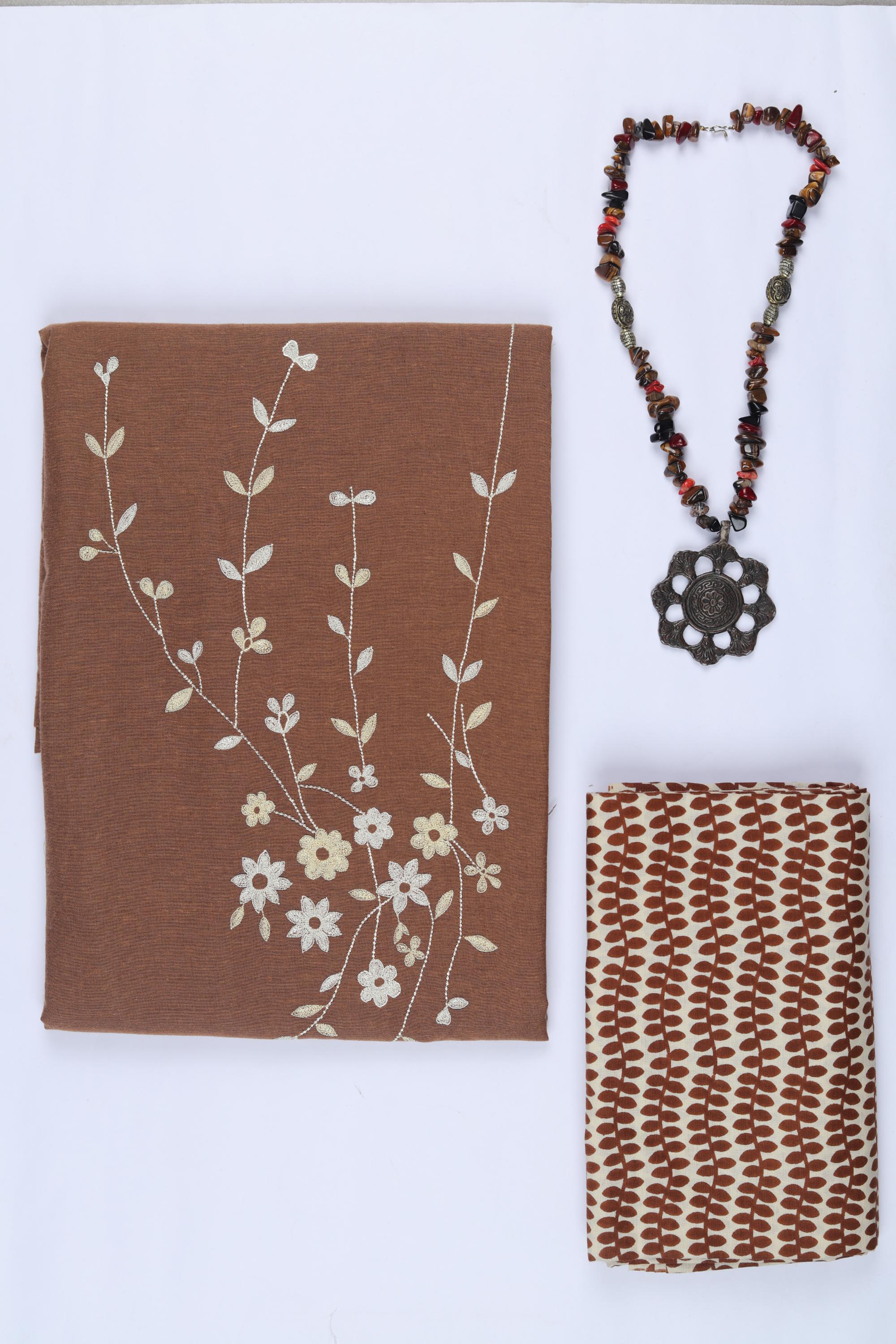 Cotton 2 Piece Unstitched Kurta & Bttom Set – Traditional Design-010
