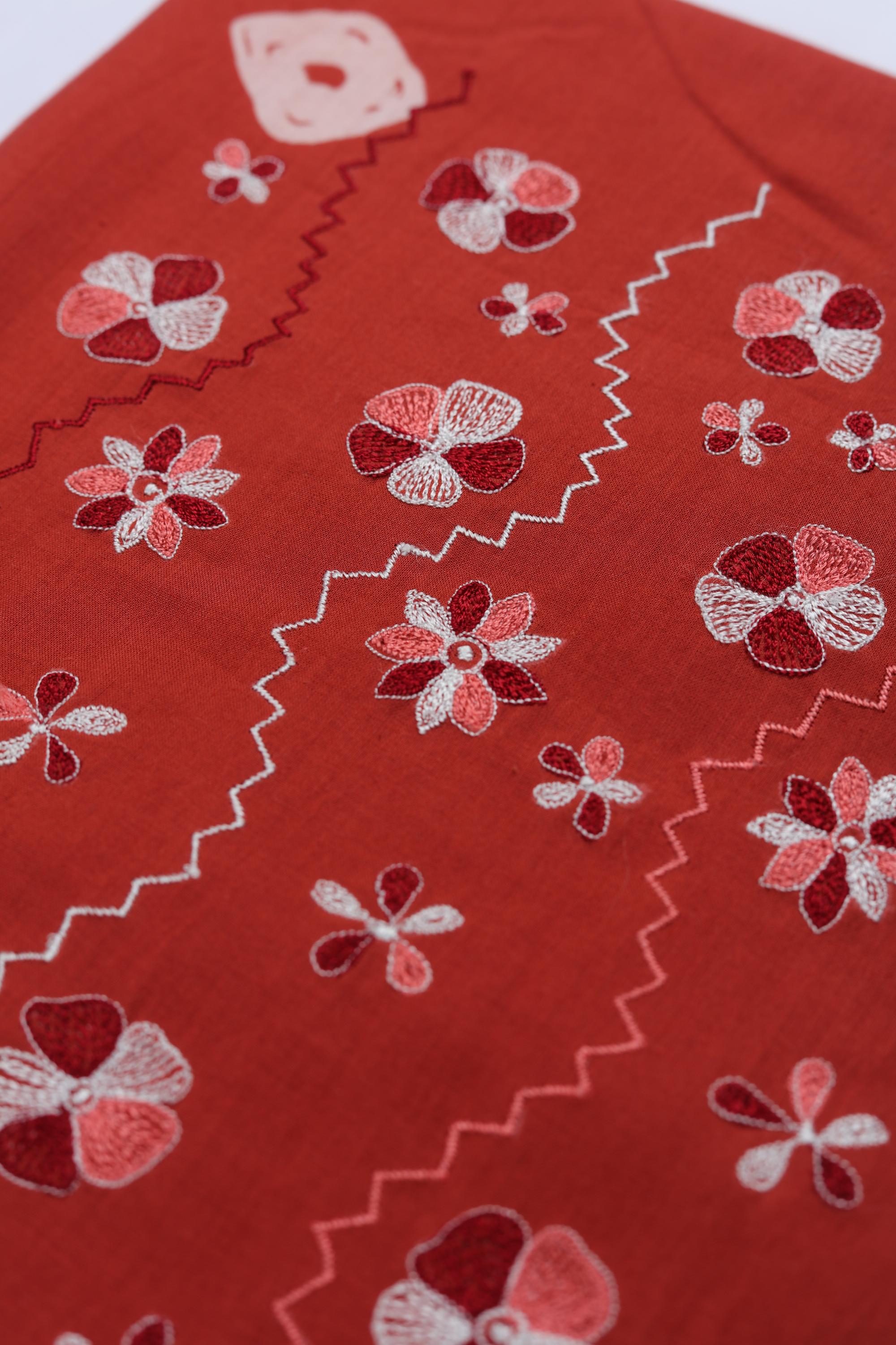 Cotton 2 Piece Unstitched Kurta & Bttom Set – Traditional Design-014