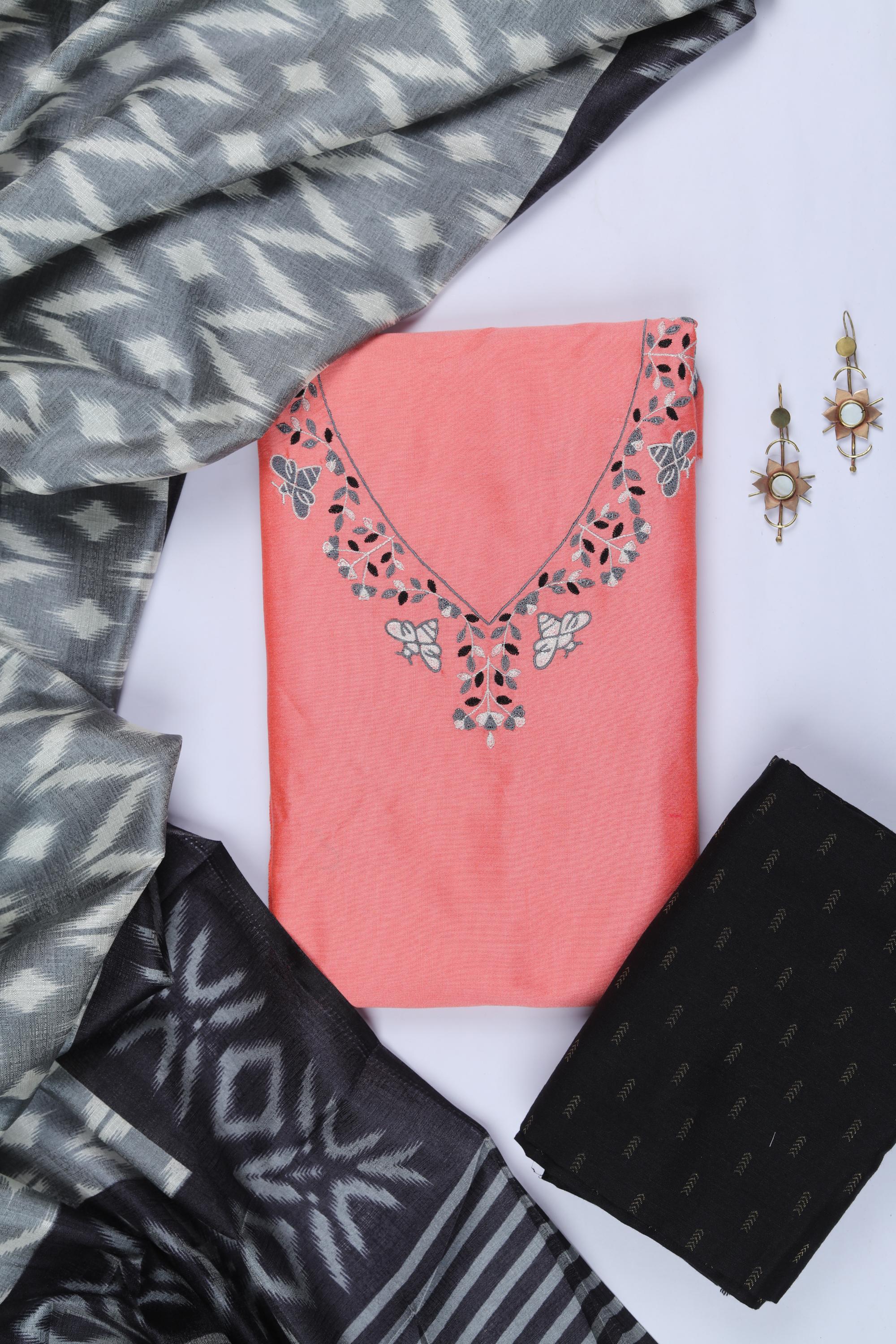 Cotton Silk 3 Piece Unstitched Set -162
