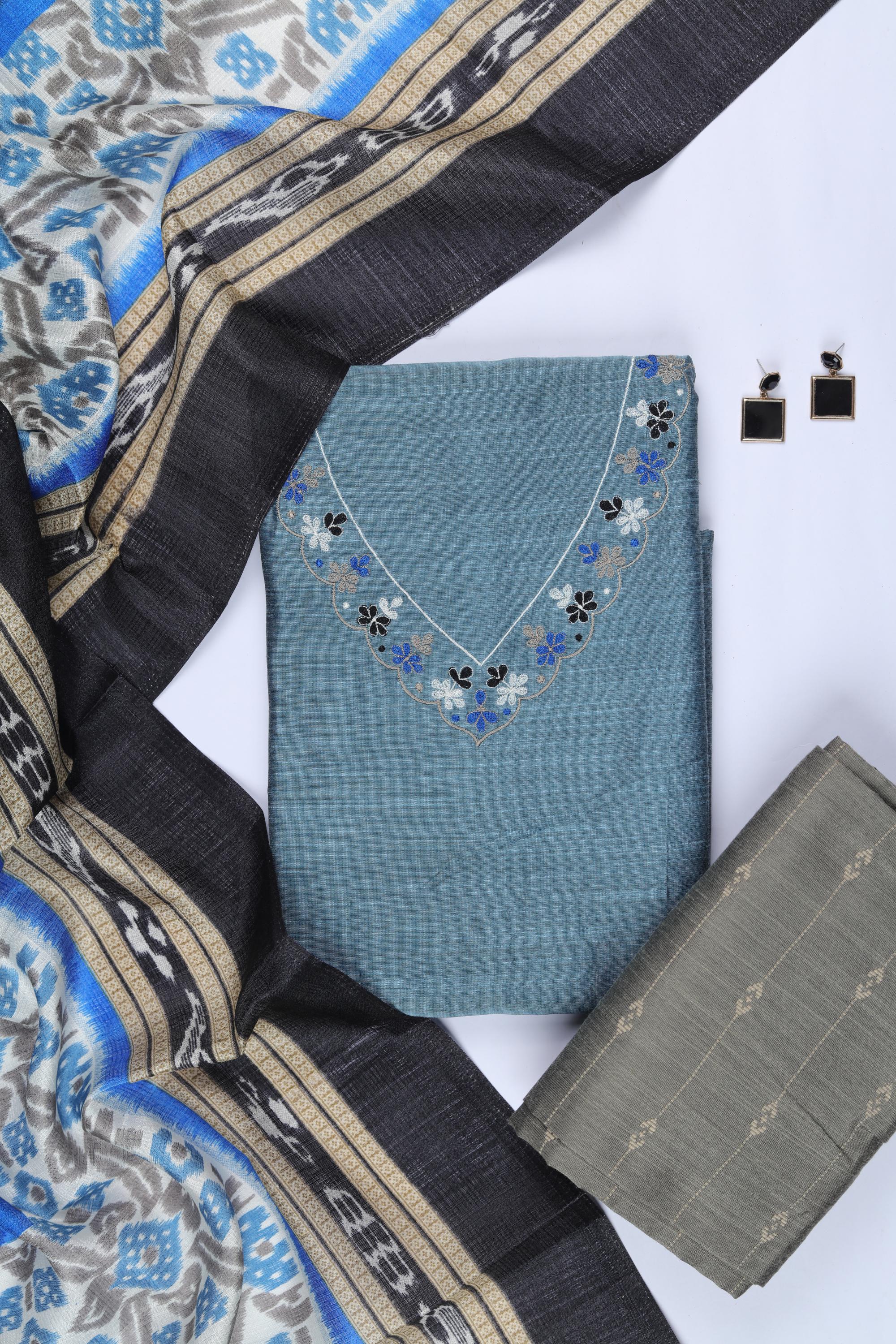 Cotton Silk 3 Piece Unstitched Set -164