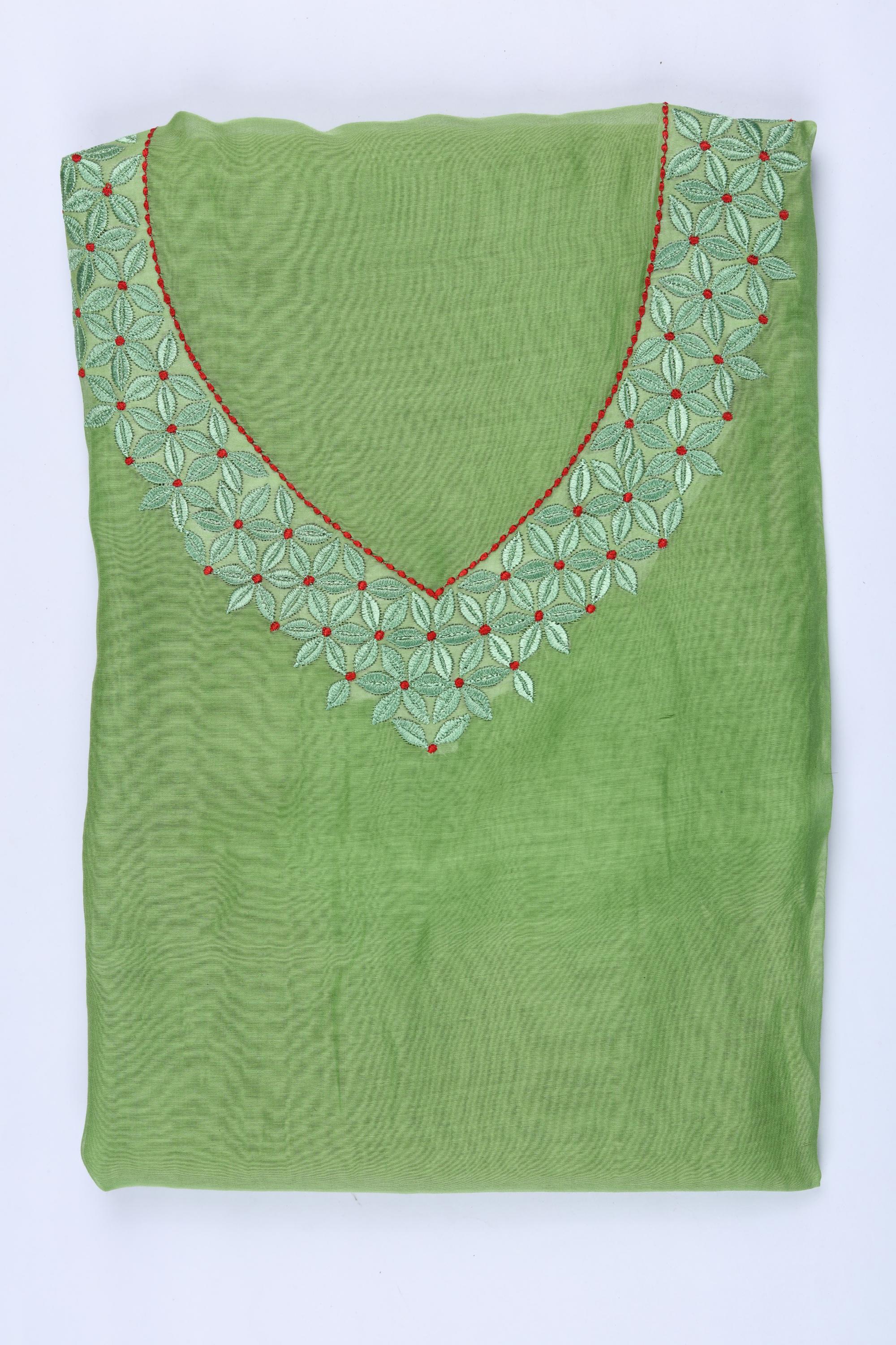 Chanderi Silk 3 Piece Unstitched Set -166
