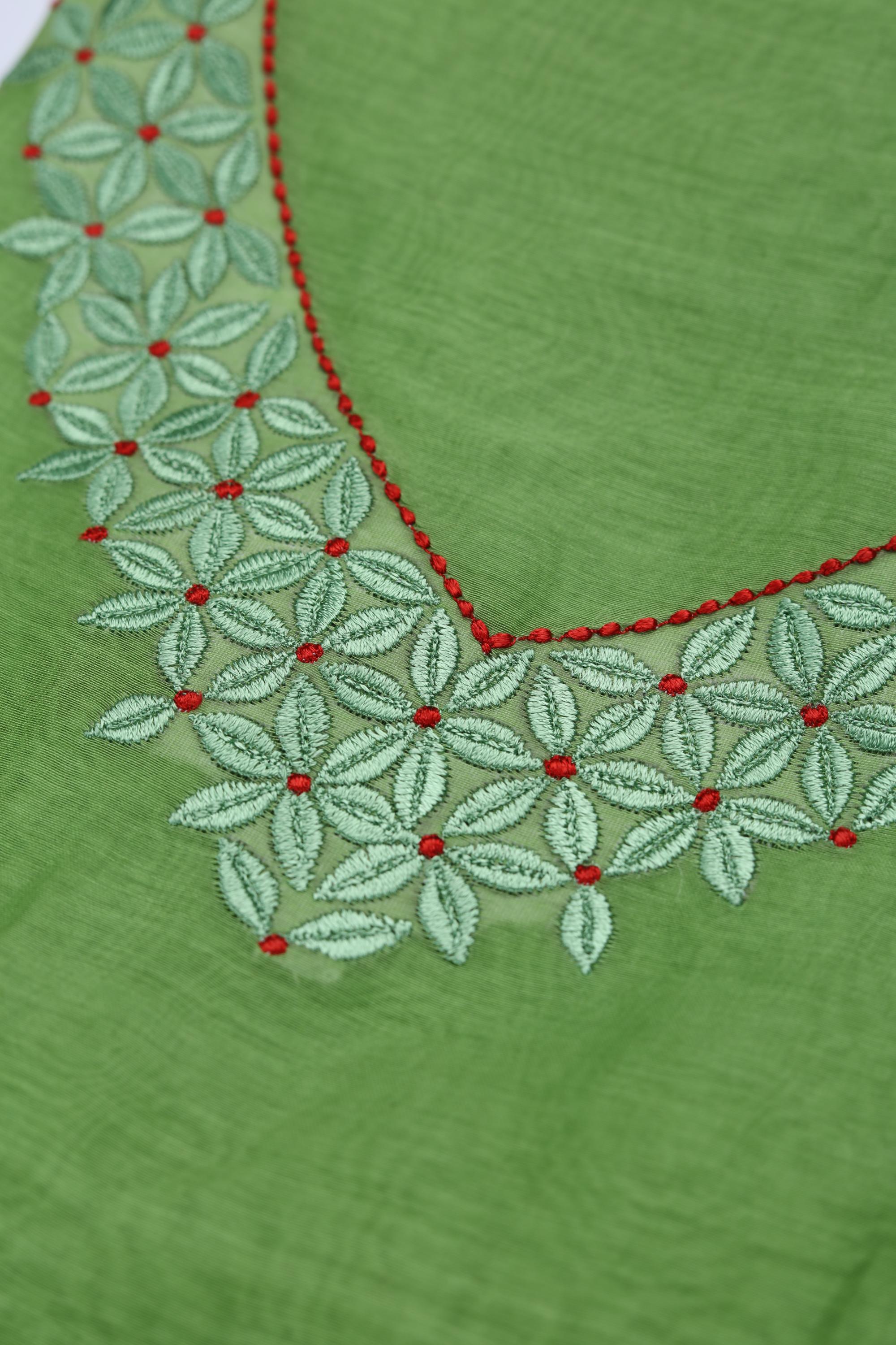 Chanderi Silk 3 Piece Unstitched Set -166