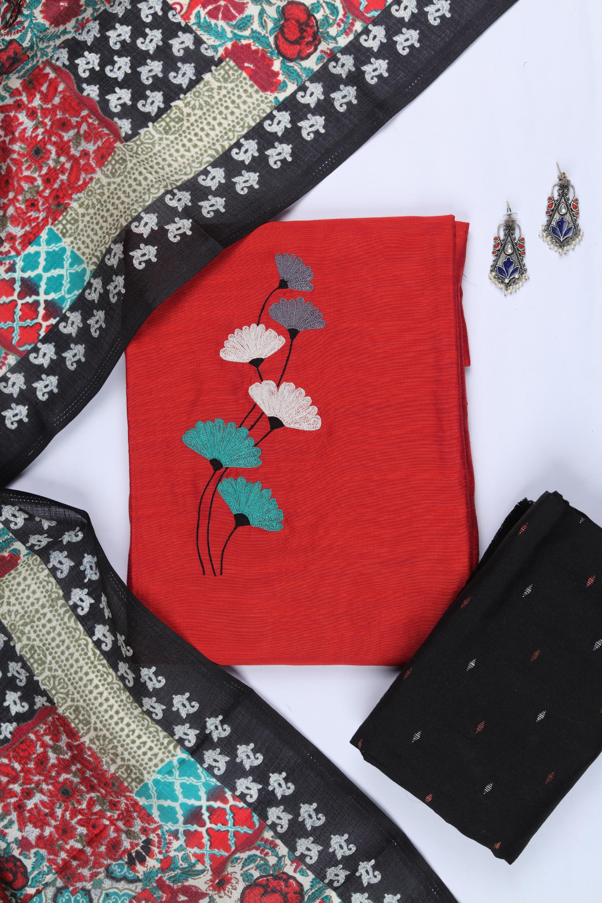 Cotton Silk 3 Piece Unstitched Set -170