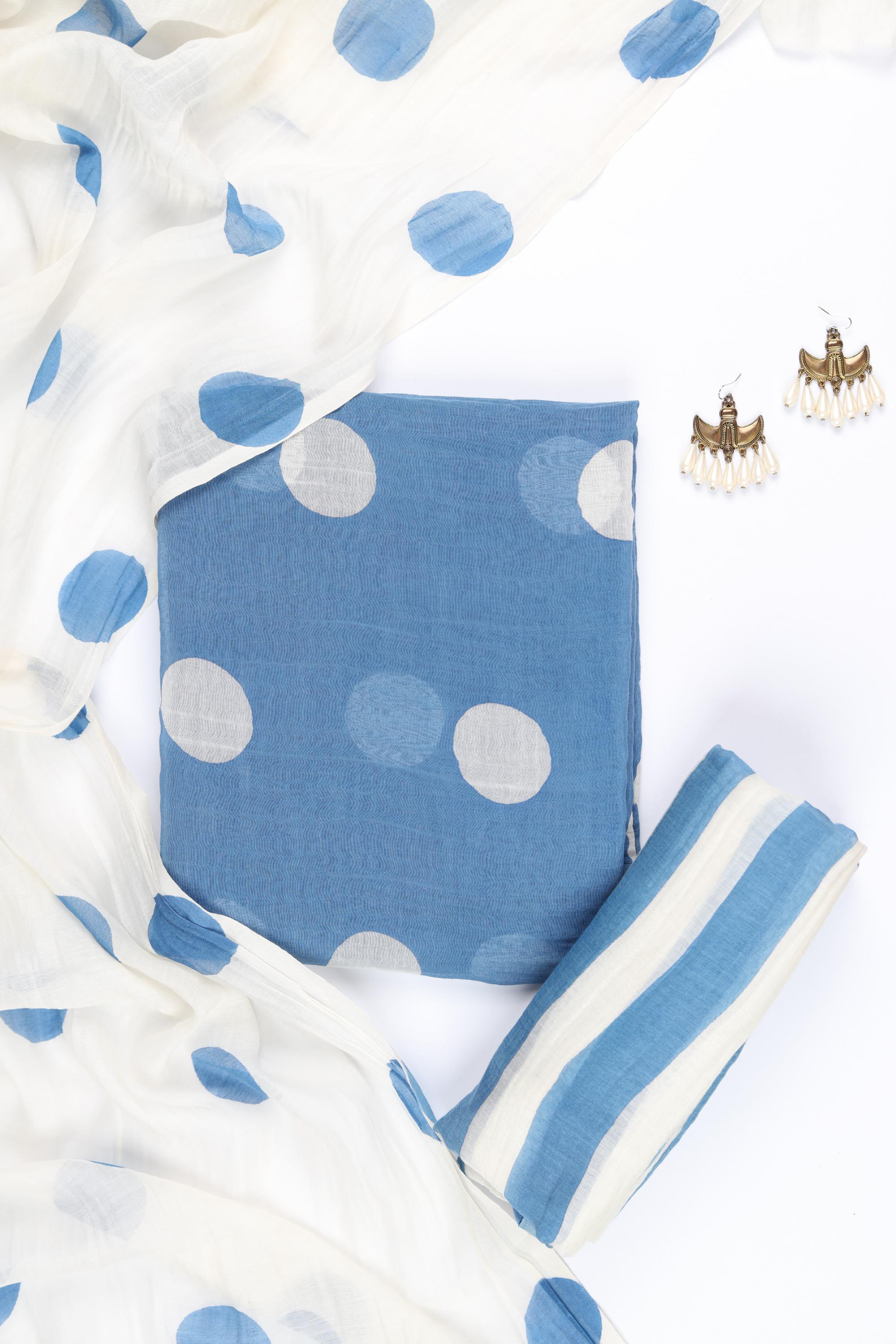 Mull Chanderi Silk 3 Piece Unstitched Set -172