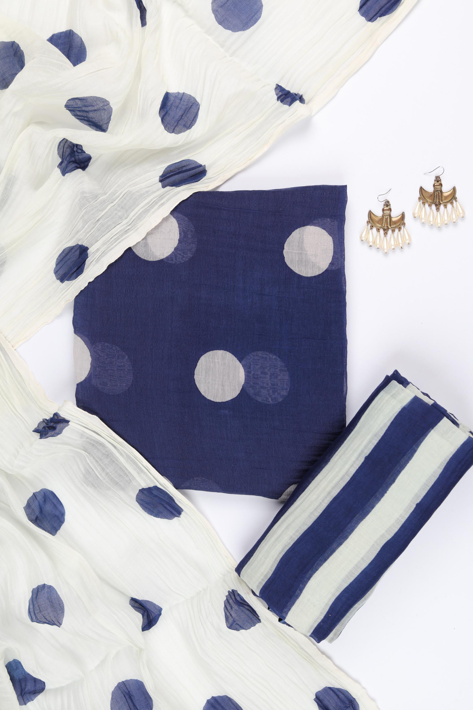 Mull Chanderi Silk 3 Piece Unstitched Set -173