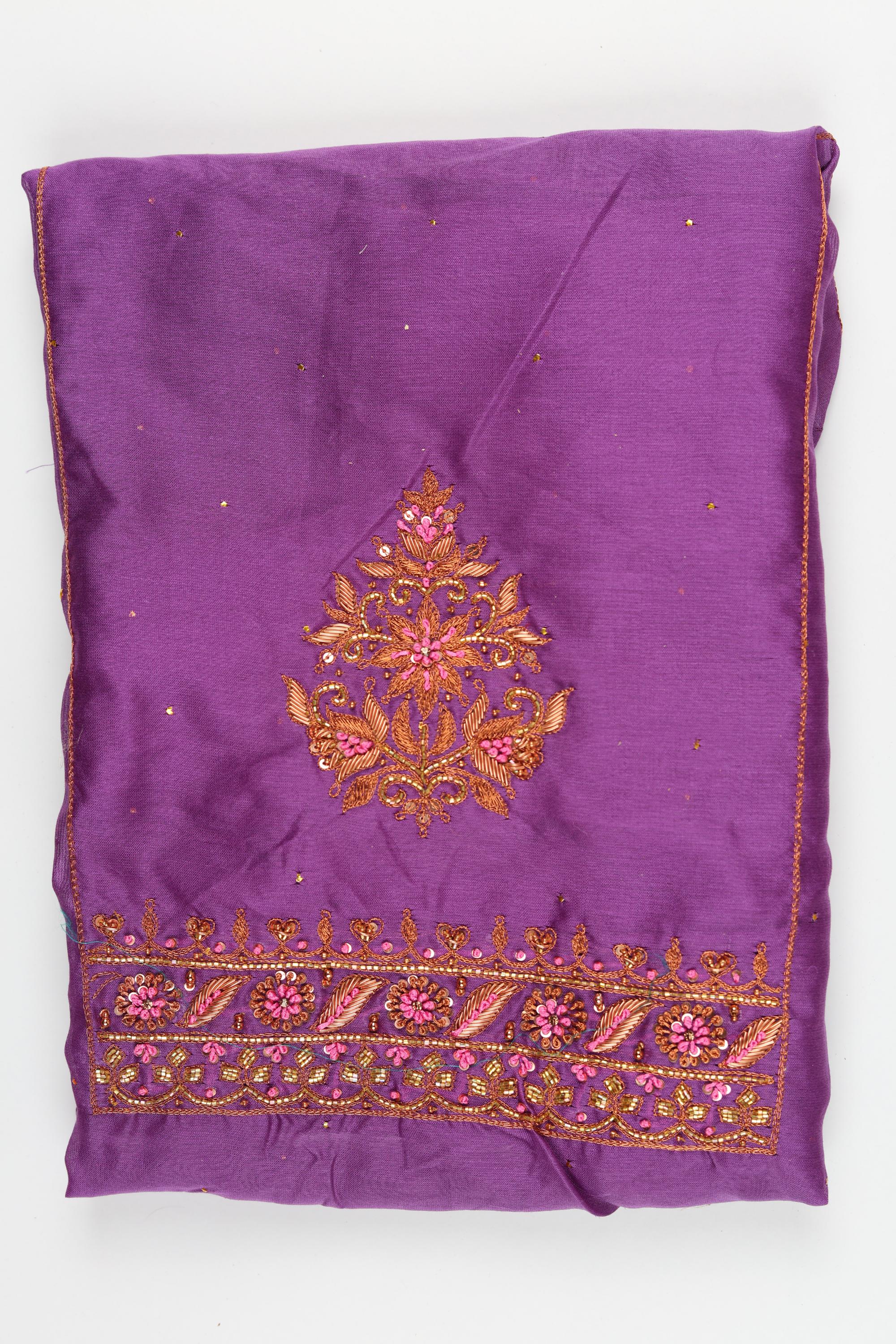 Chanderi Silk 3 Piece Unstitched Set -179