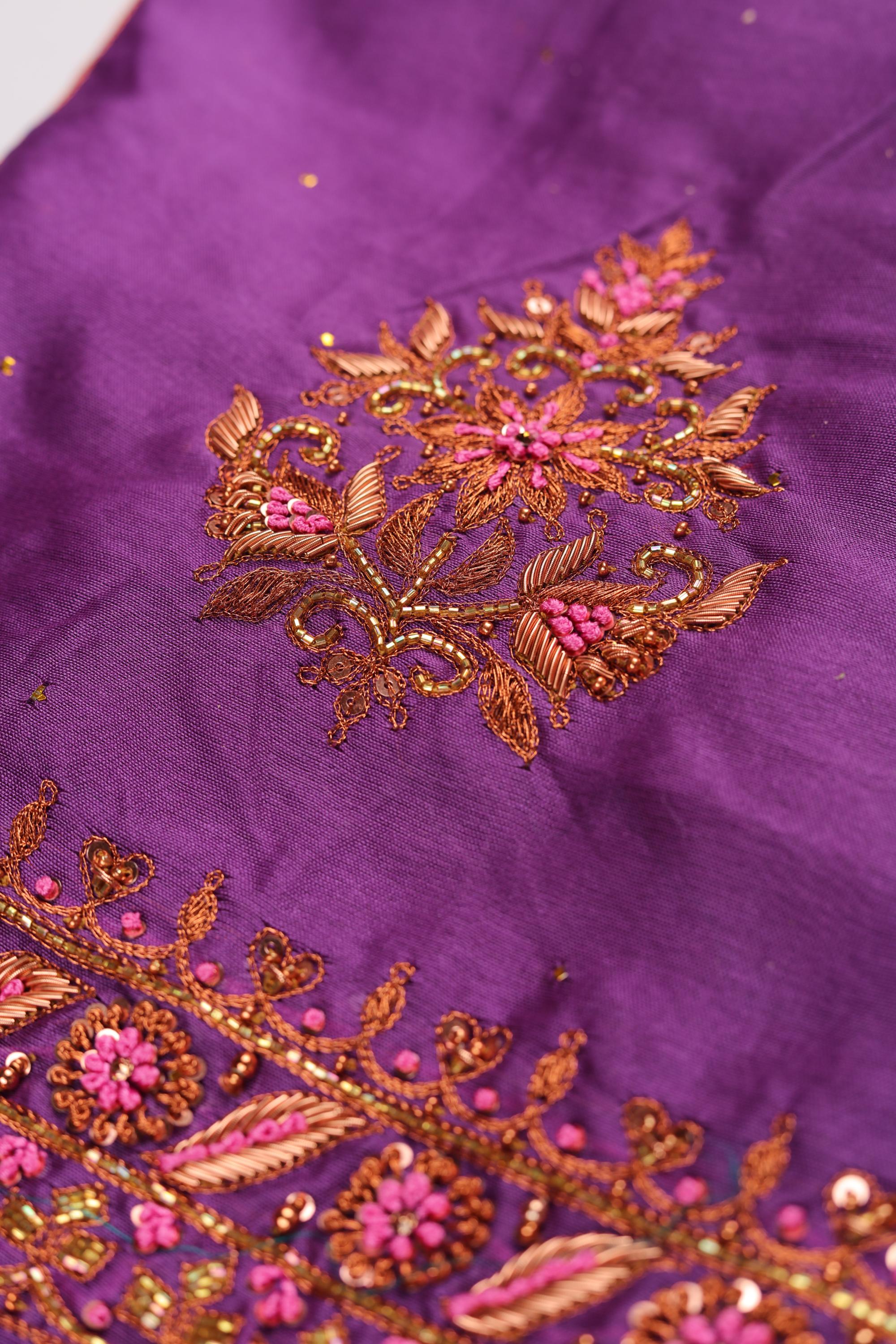 Chanderi Silk 3 Piece Unstitched Set -179