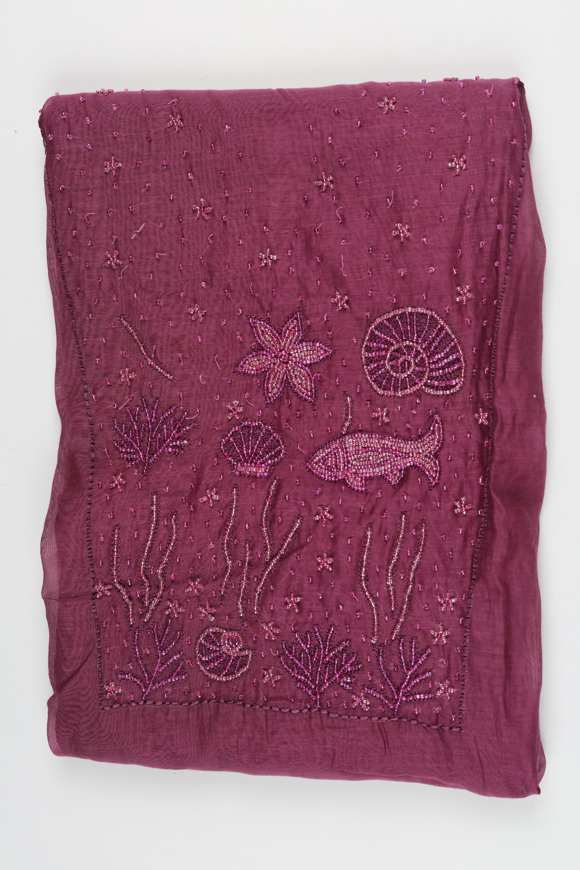 Chanderi Silk 3 Piece Unstitched Set -182