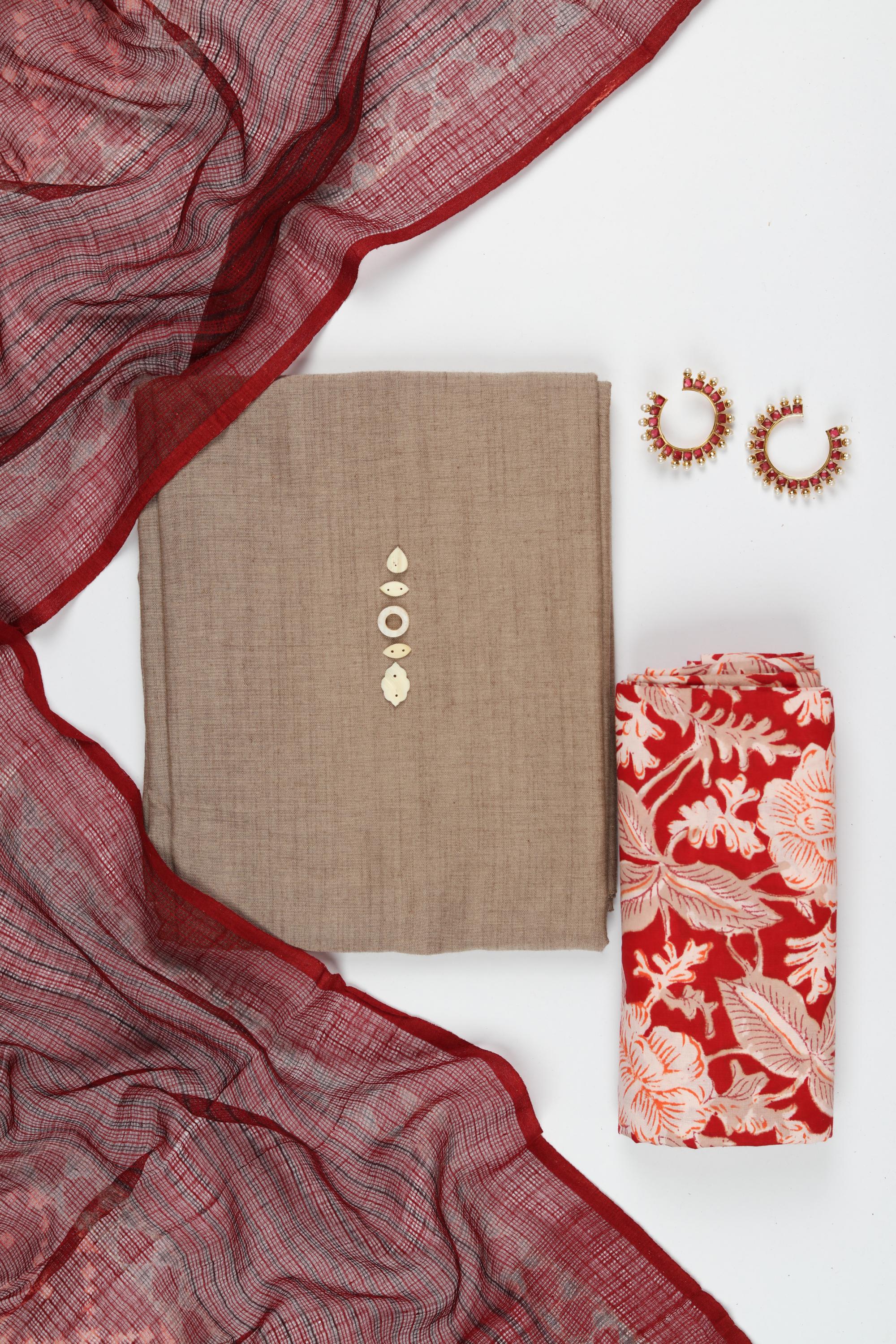 Cotton  3 Piece Unstitched Set -185