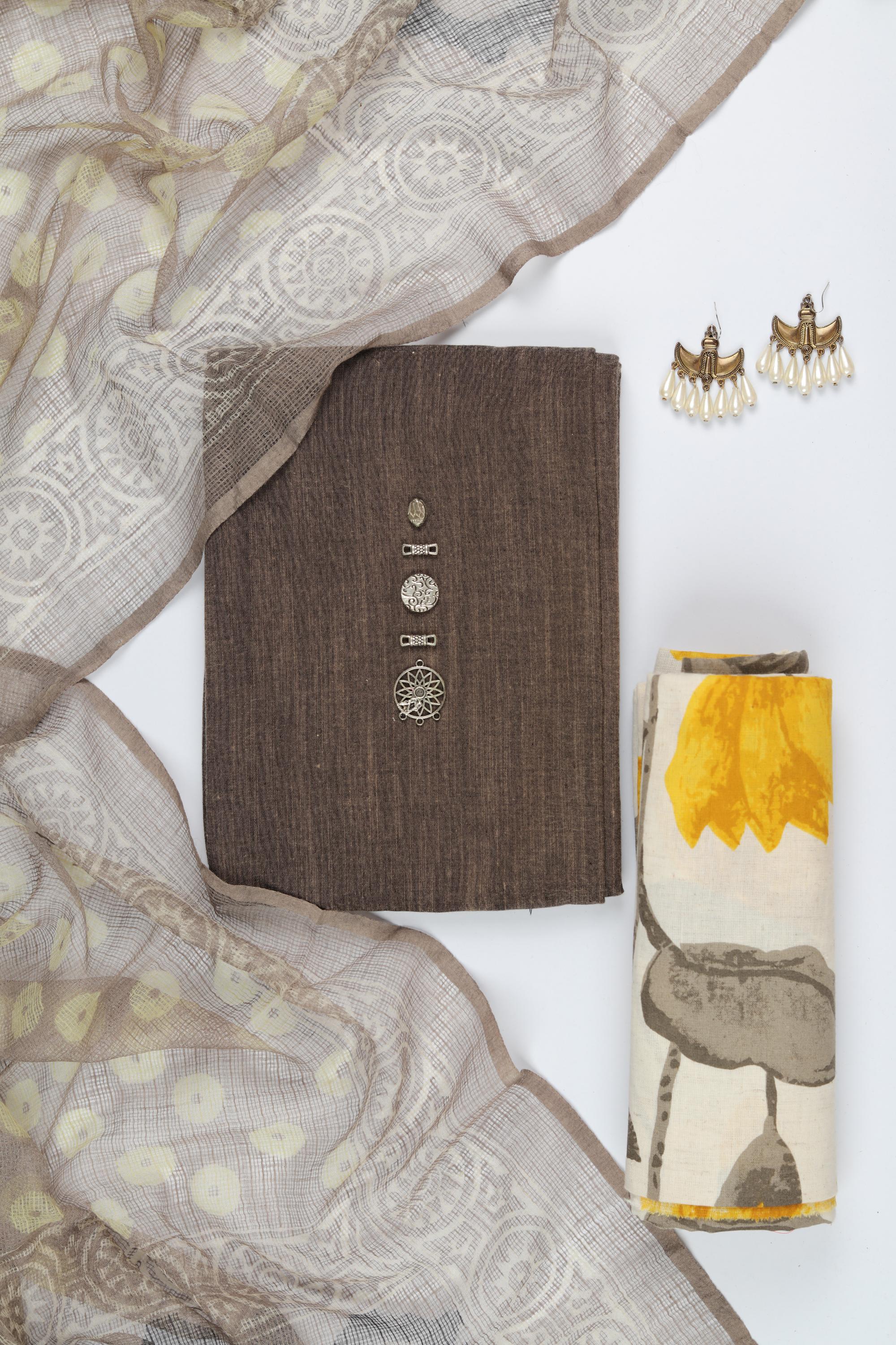 Cotton  3 Piece Unstitched Set -187