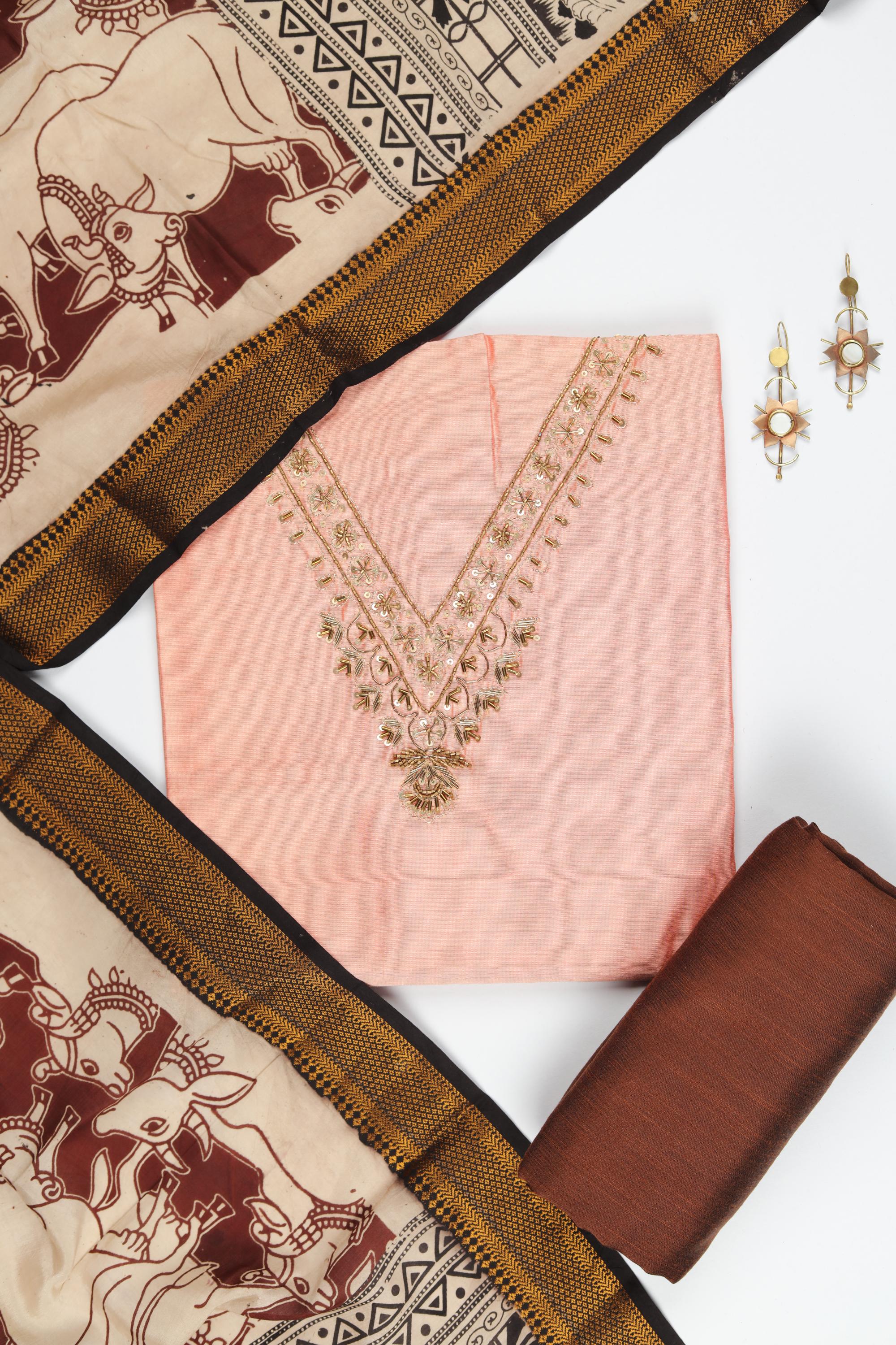 Cotton Silk 3 Piece Unstitched Set -188
