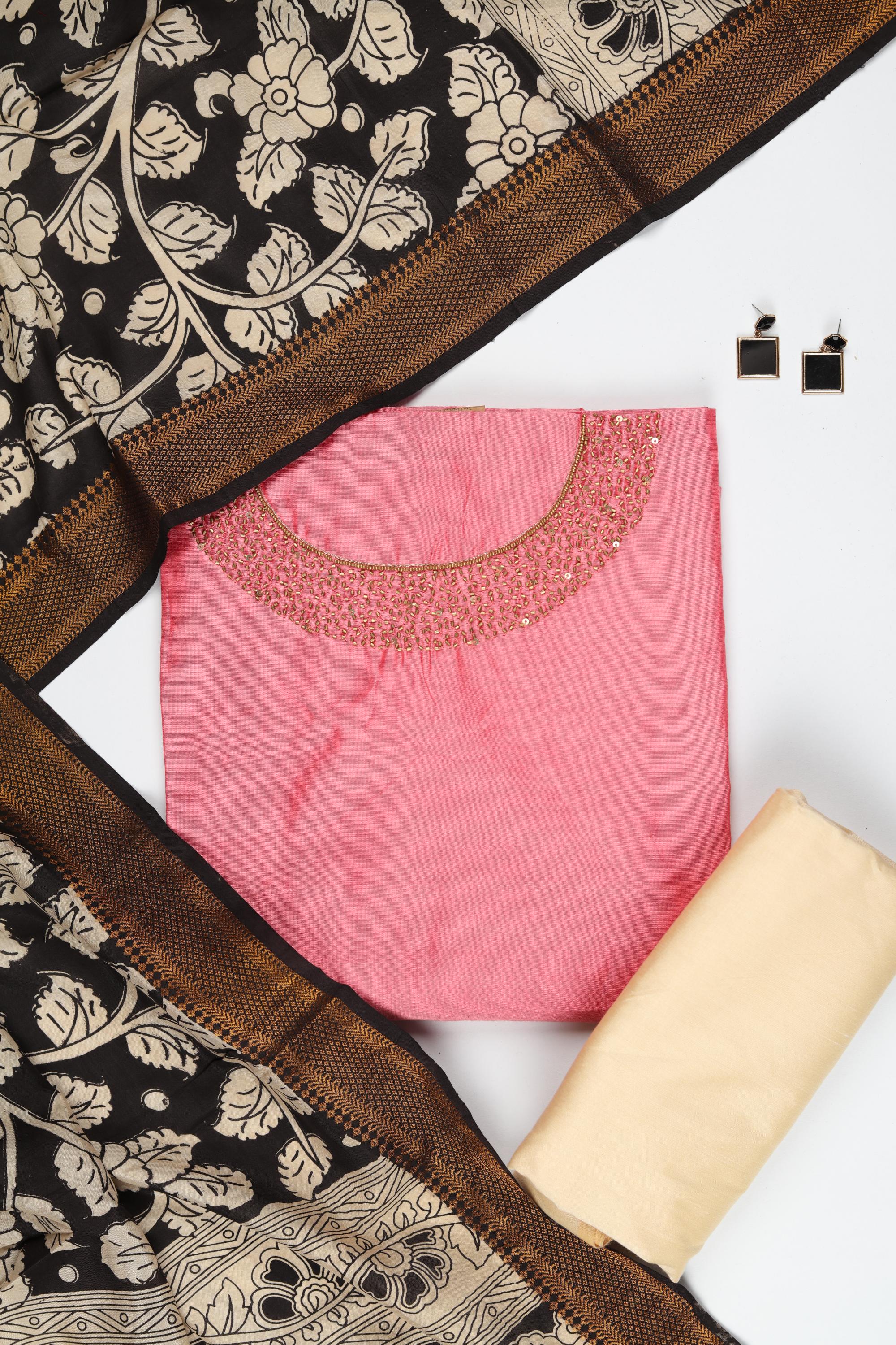 Cotton Silk 3 Piece Unstitched Set -195