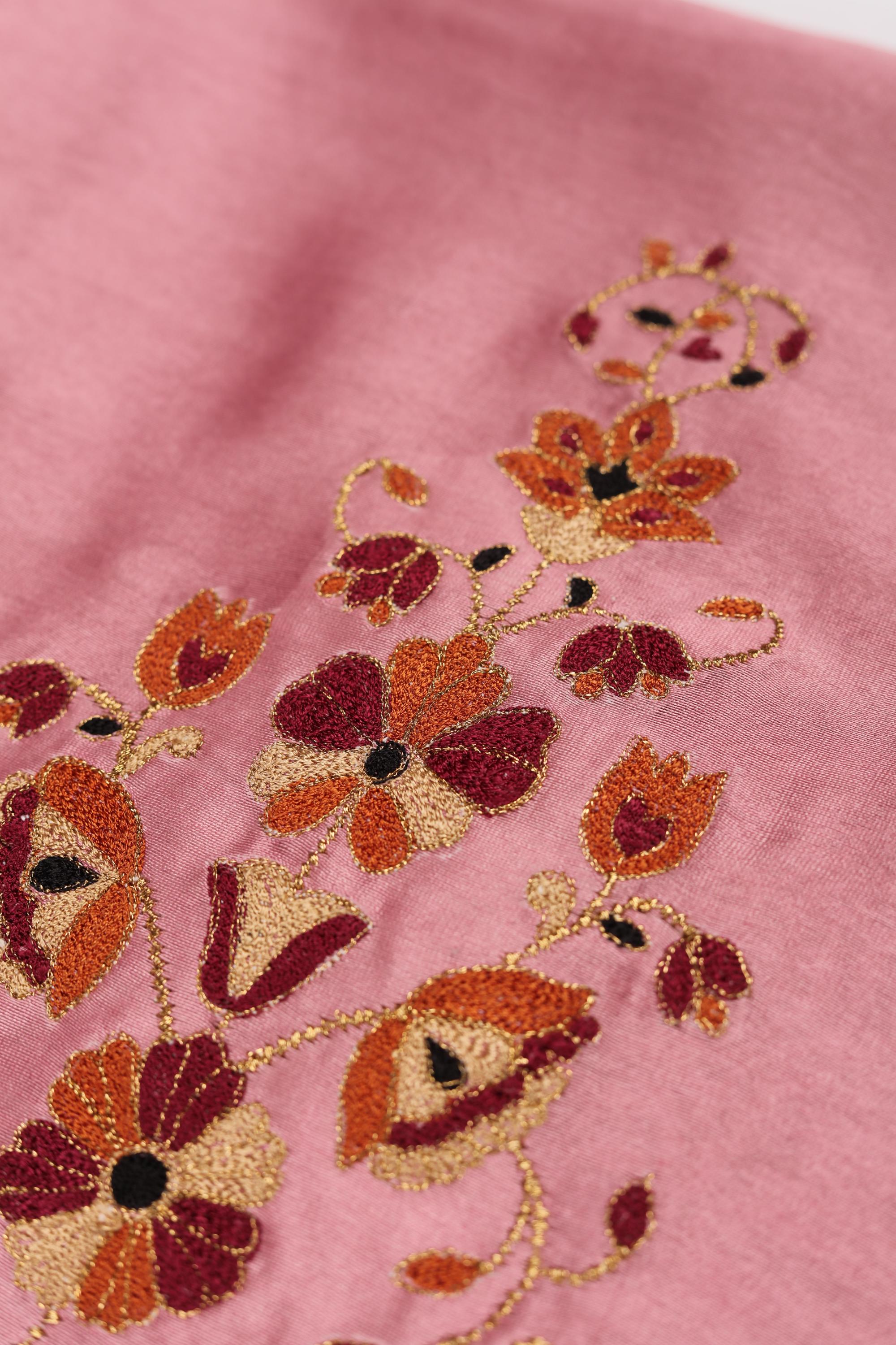 Chanderi Silk 3 Piece Unstitched Set -198