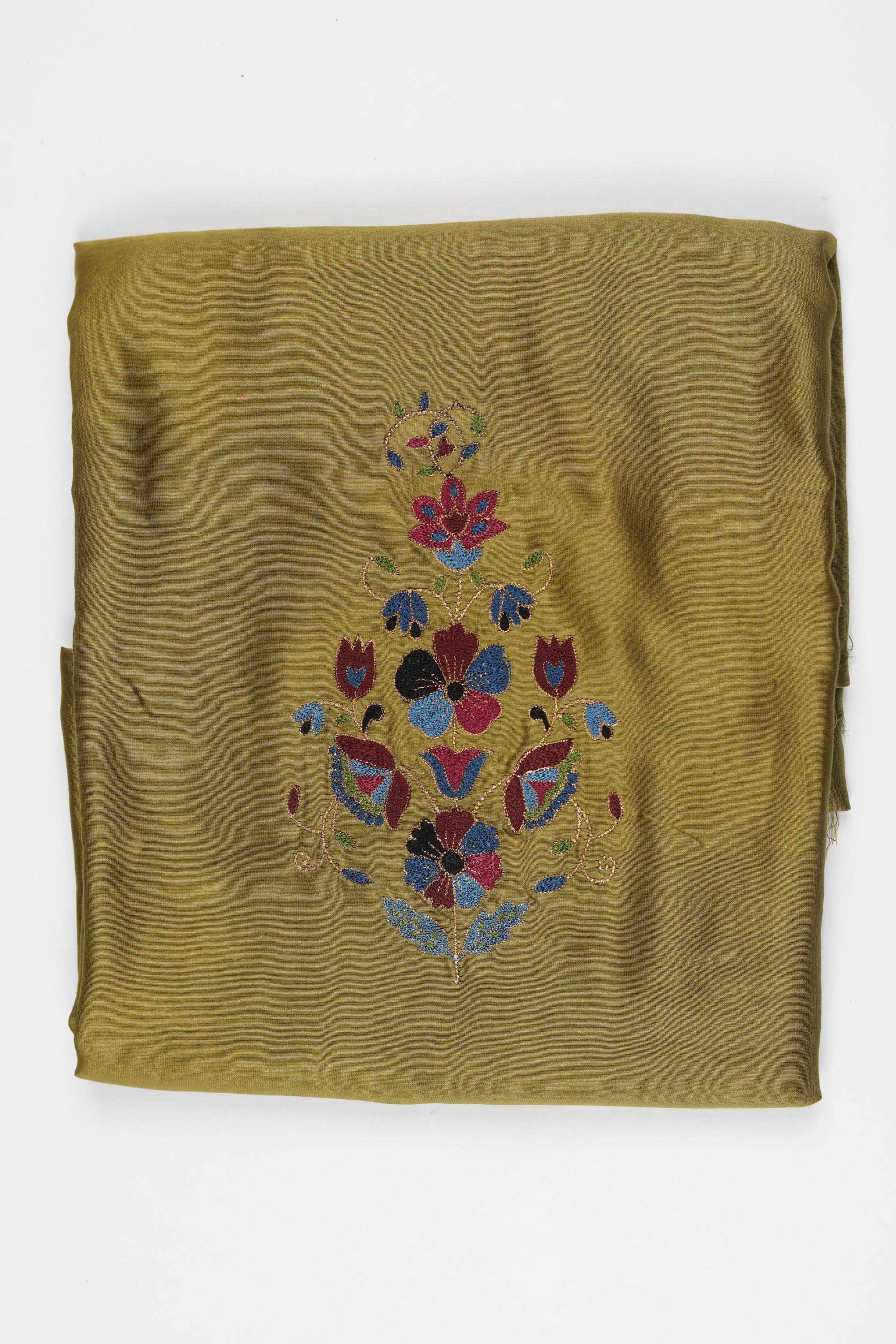Chanderi Silk 3 Piece Unstitched Set -199