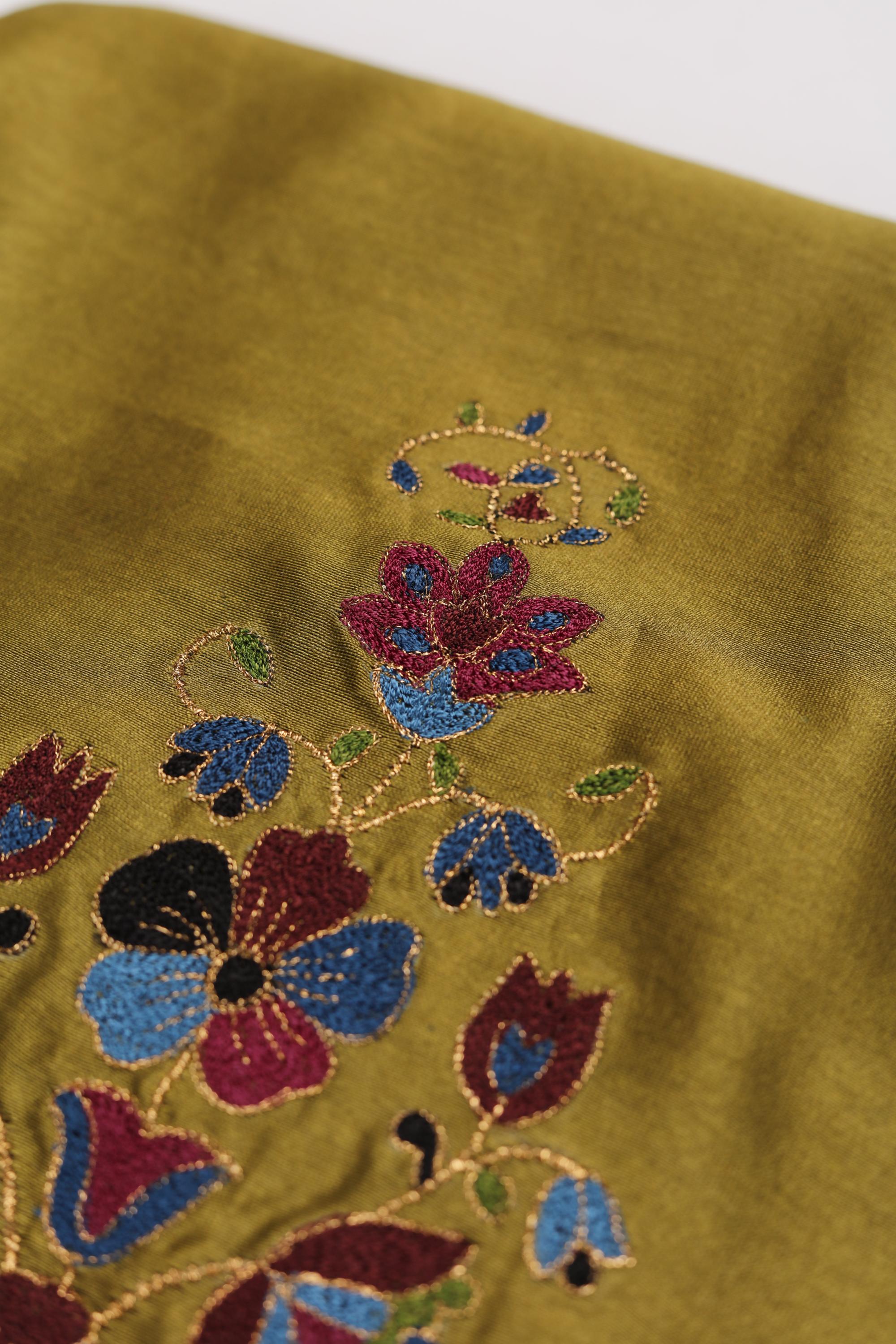 Chanderi Silk 3 Piece Unstitched Set -199