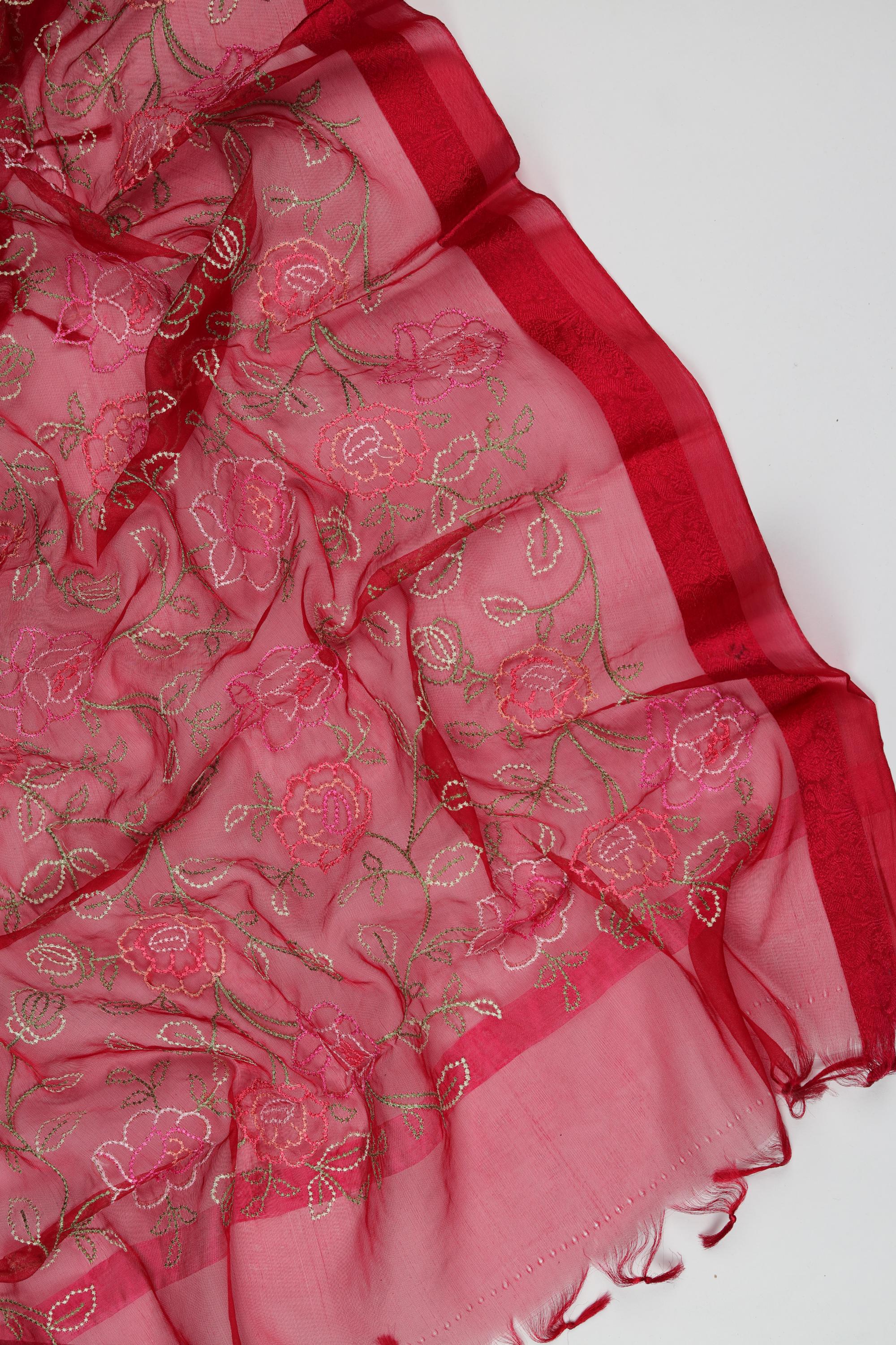 Chanderi Silk 3 Piece Unstitched Set -208