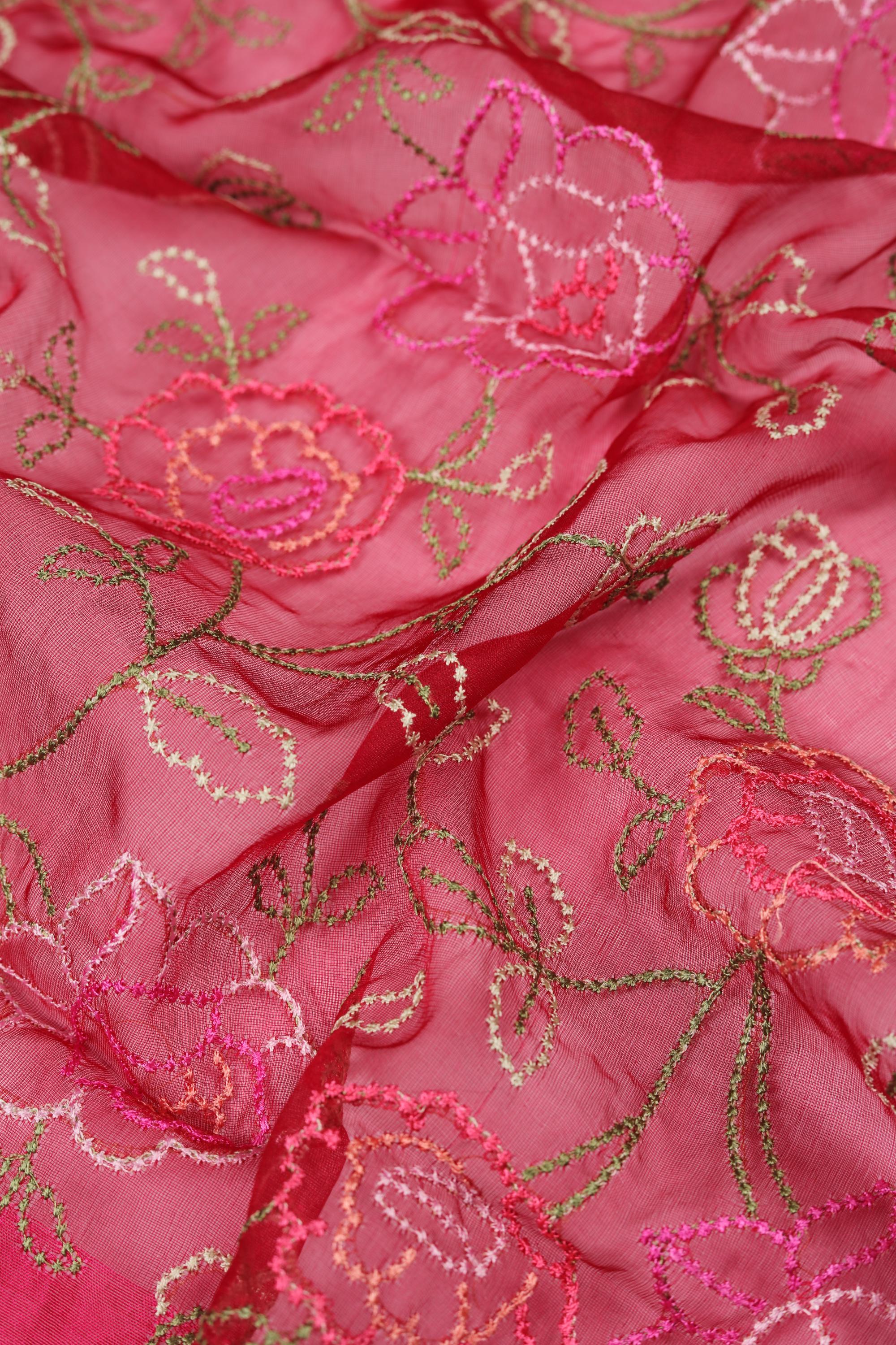 Chanderi Silk 3 Piece Unstitched Set -208