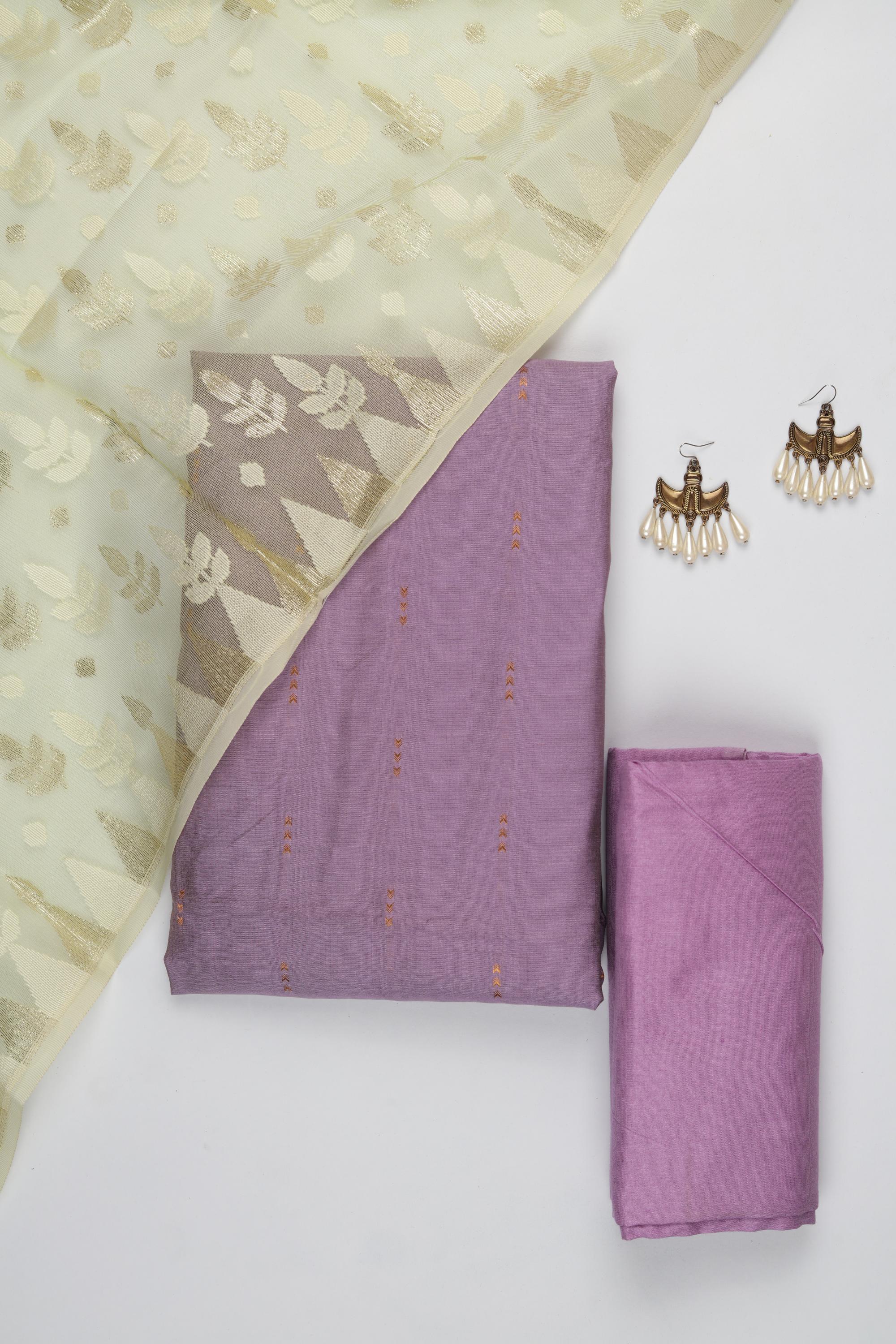 Cotton Silk 3 Piece Unstitched Set -218