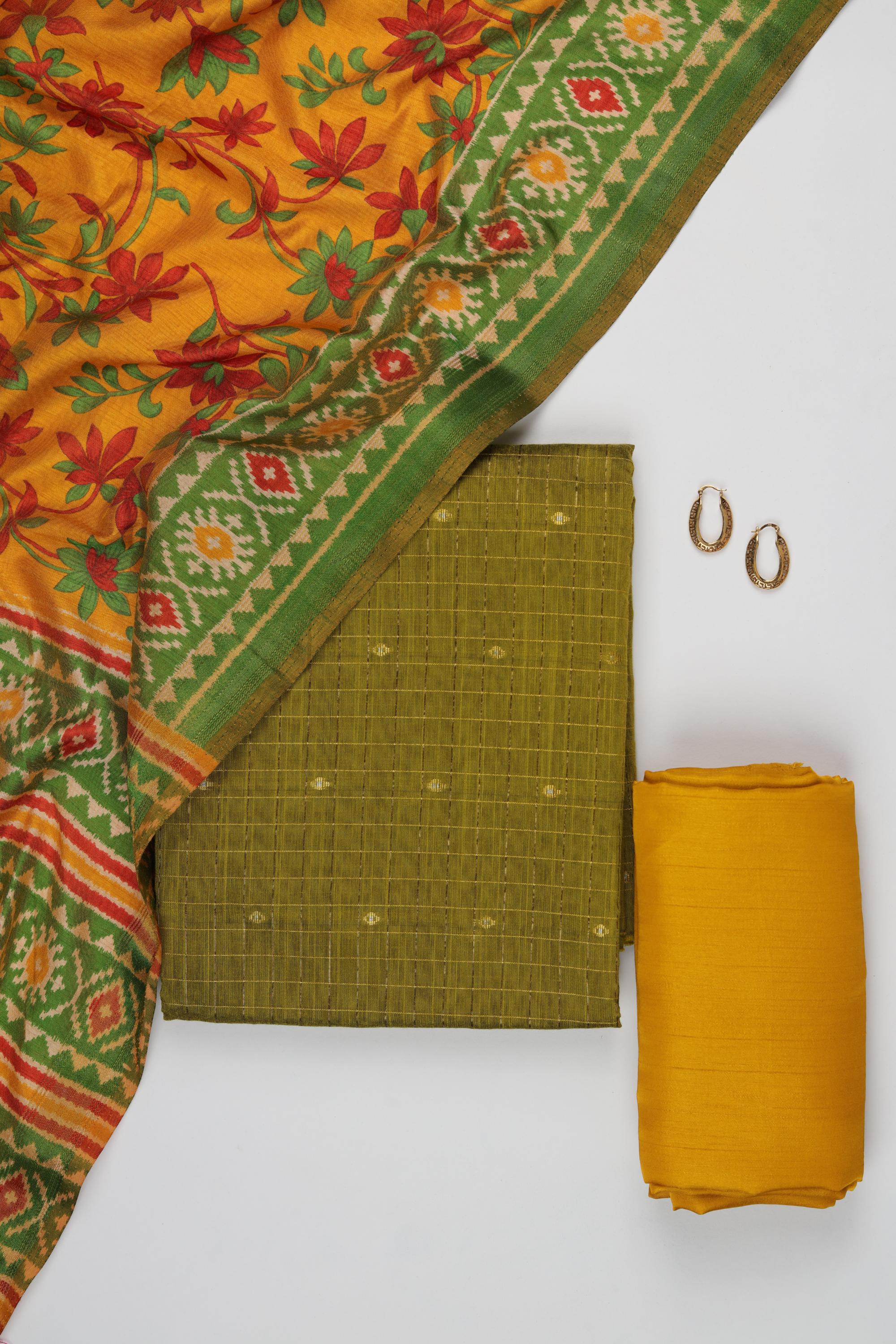Cotton Silk 3 Piece Unstitched Set -226