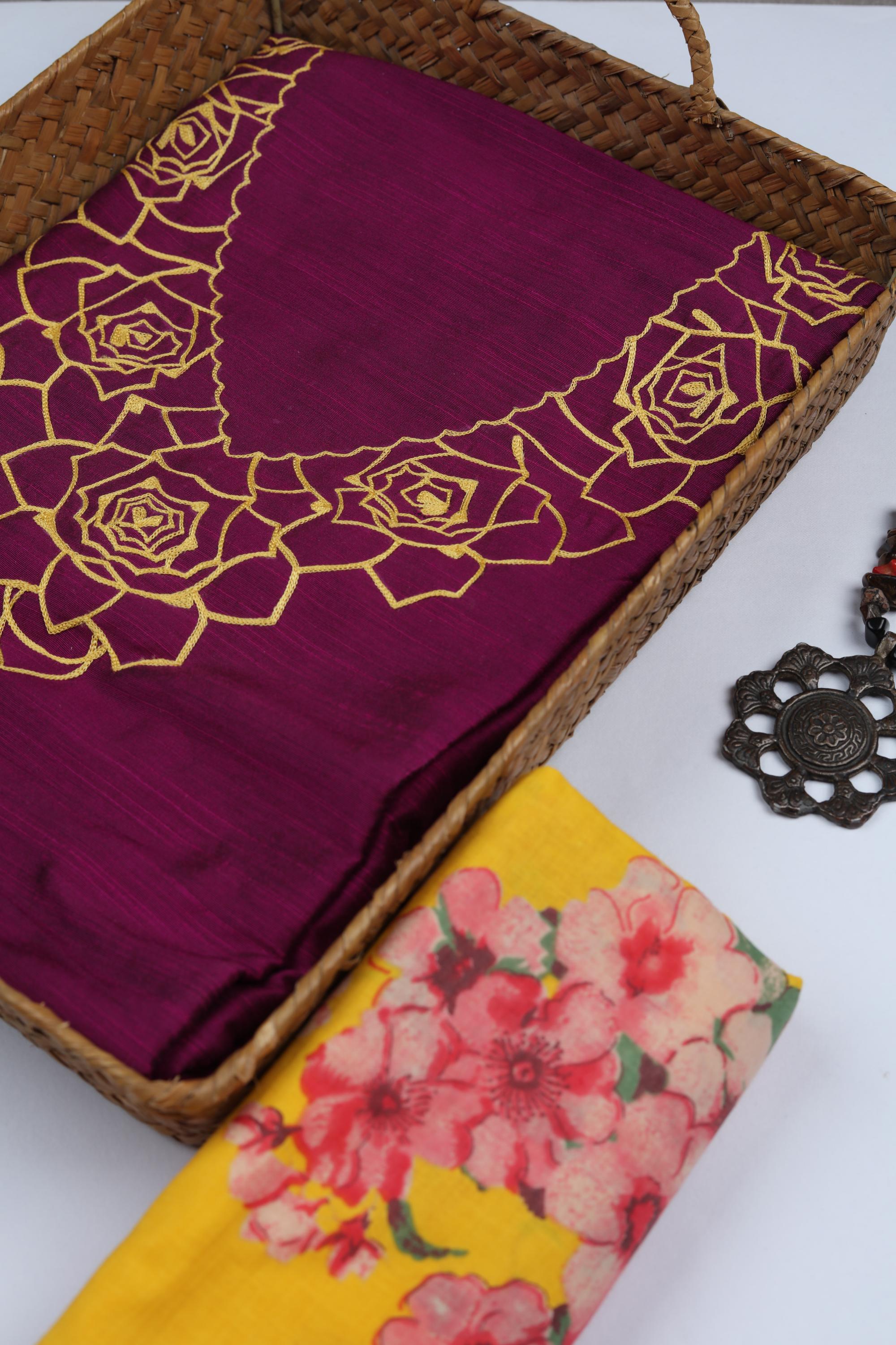 Cotton Silk 2 Piece Unstitched Kurta & Bttom Set – Traditional Design-022