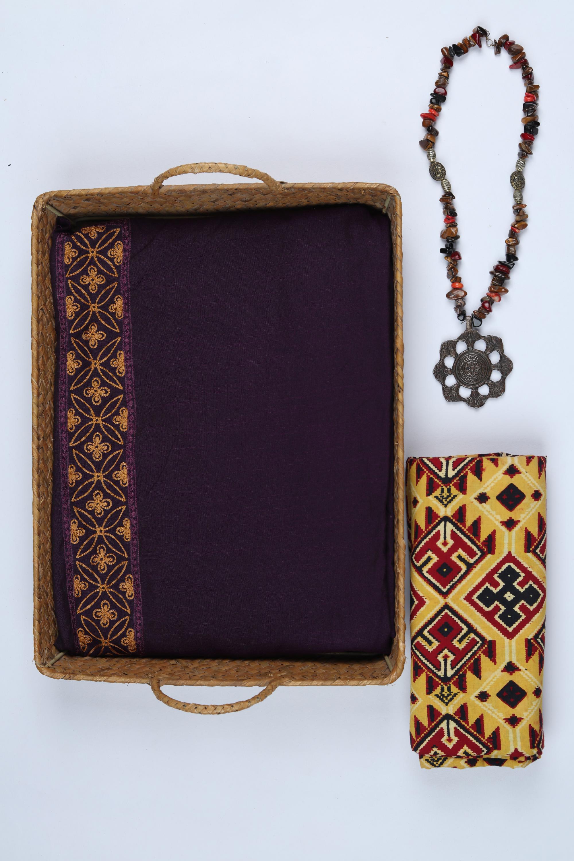 Cotton 2 Piece Unstitched Kurta & Bttom Set – Traditional Design-031