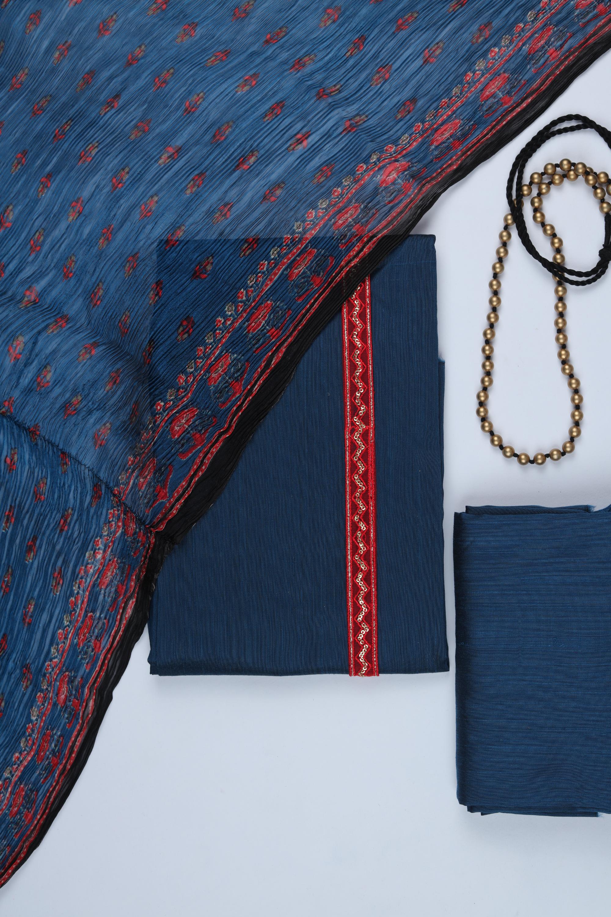 Cotton Silk 3 Piece Unstitched Set -234