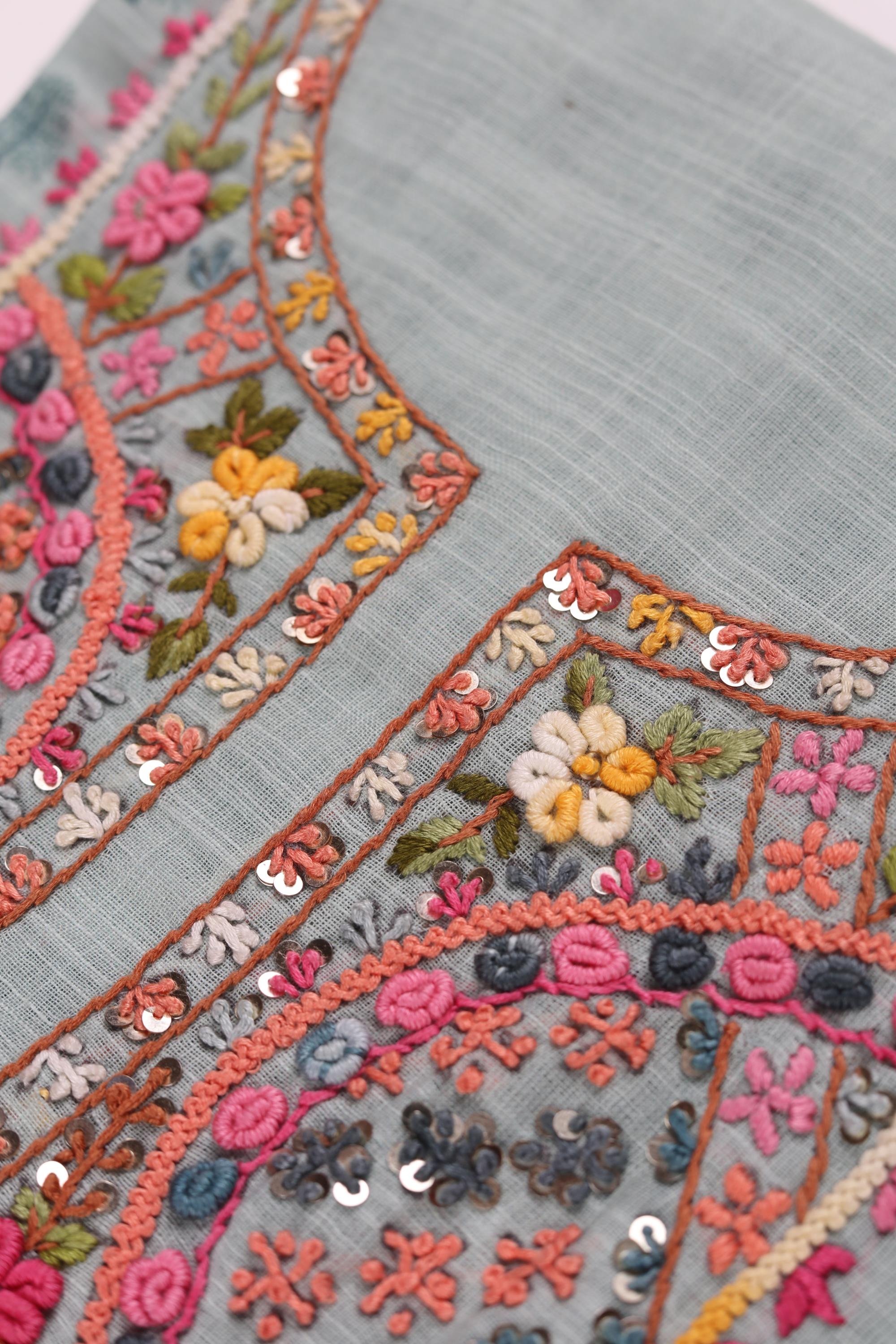 Semi Linen Embroidered Set-1