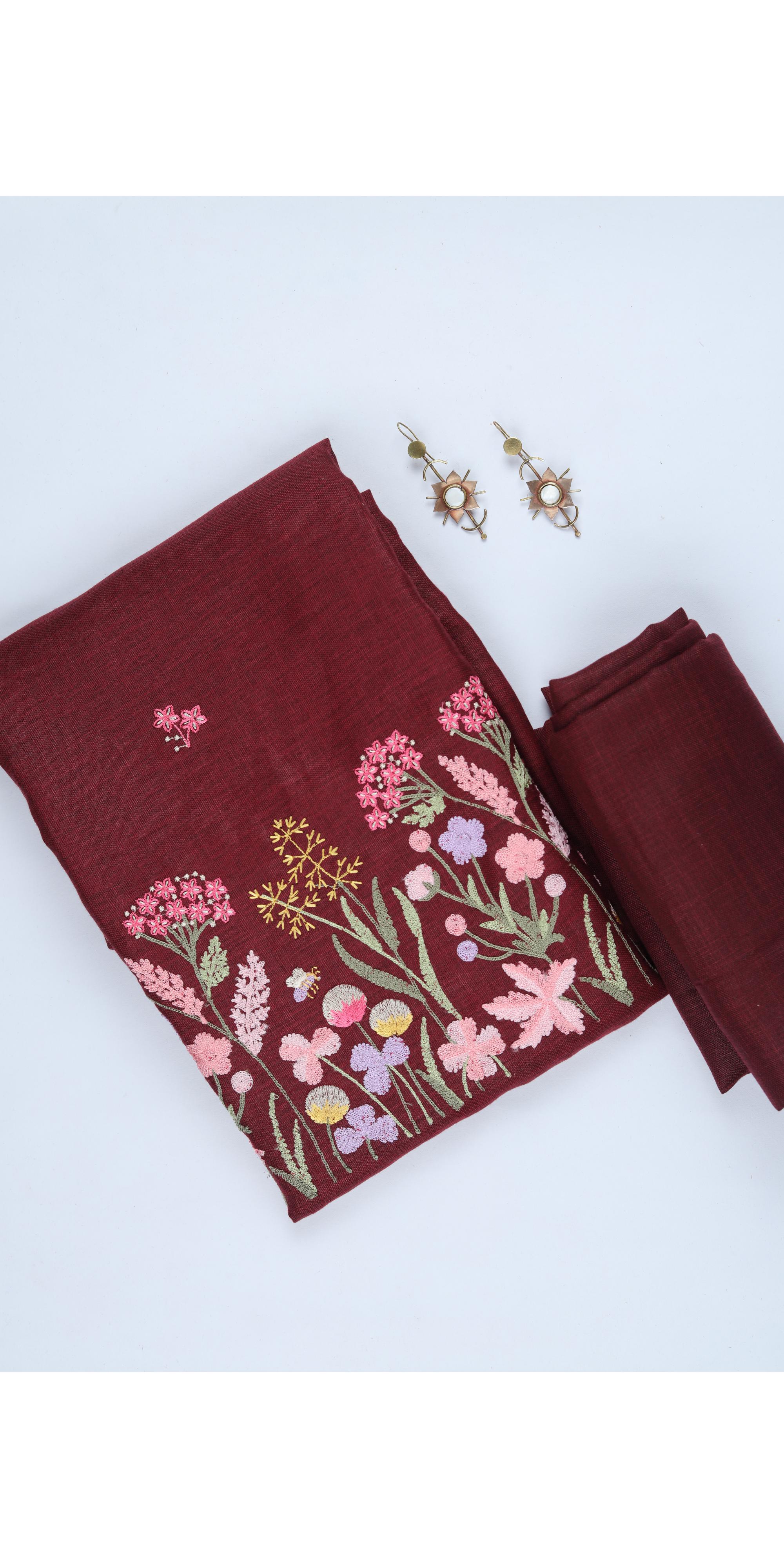Linen 2 Piece Unstitched Kurta & Bttom Set – Traditional Design-046