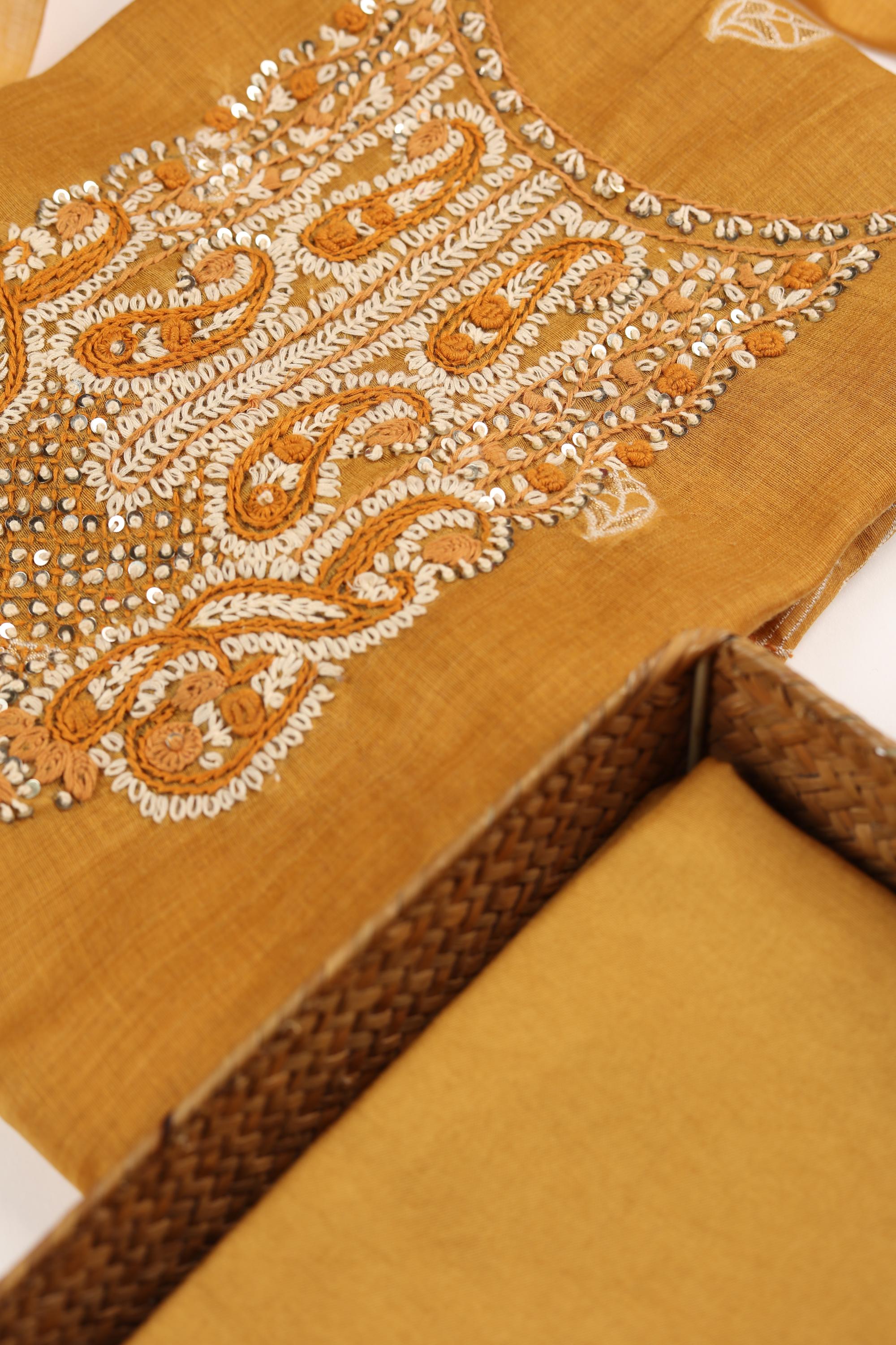Semi Linen Embroidered Set-4
