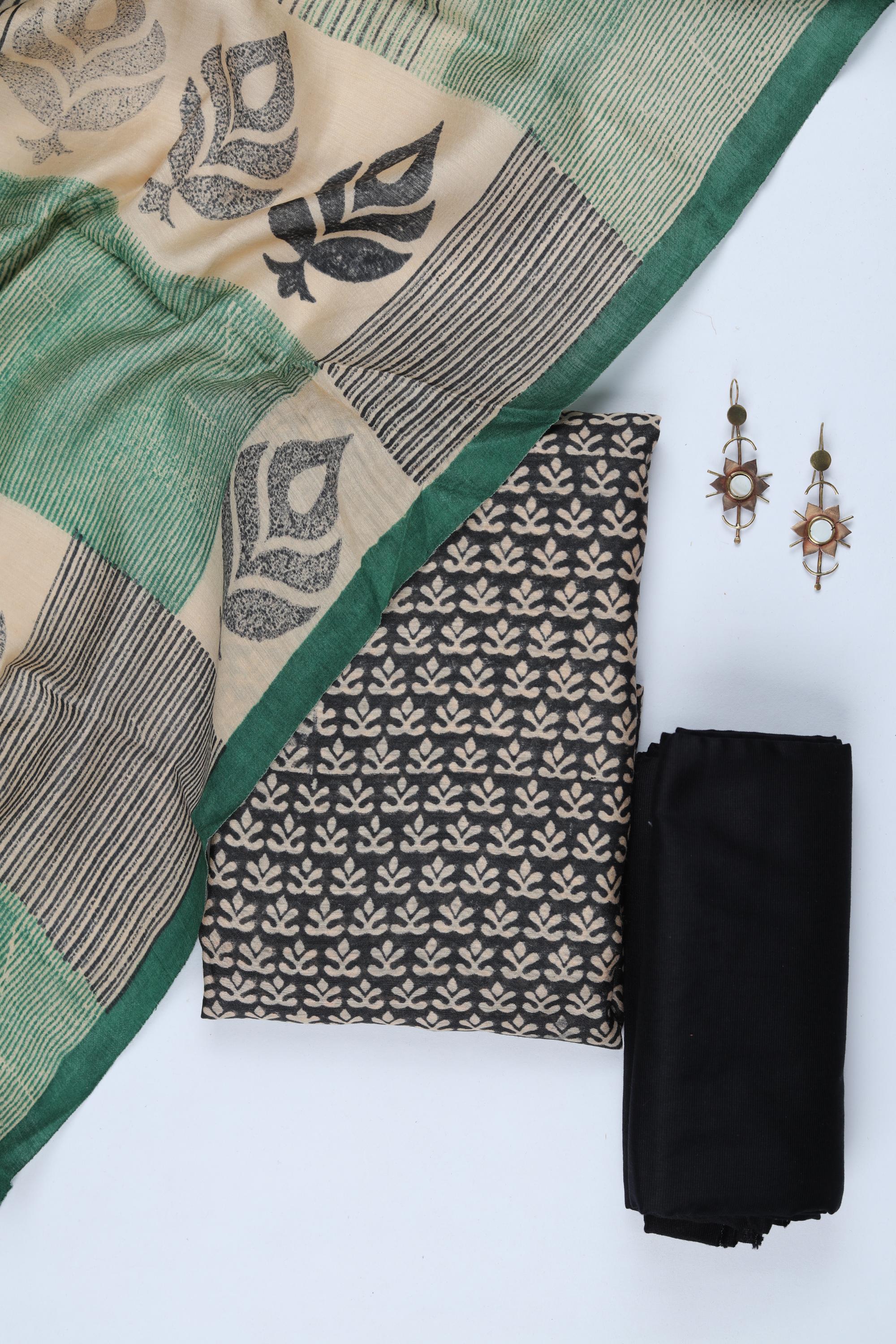 Tussar Silk 3 Piece Unstitched Set -256