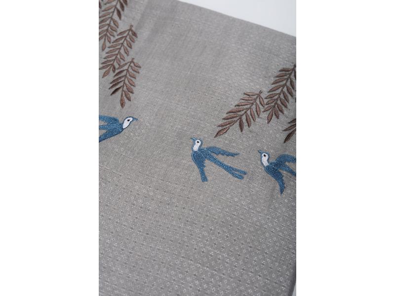 Grey Embroidered Fabric