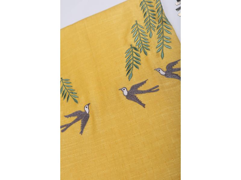 Yellow Embroidered Fabric