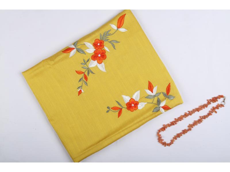 Bright yellow Embroidered Fabric