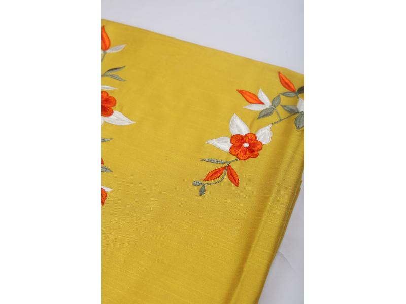 Bright yellow Embroidered Fabric