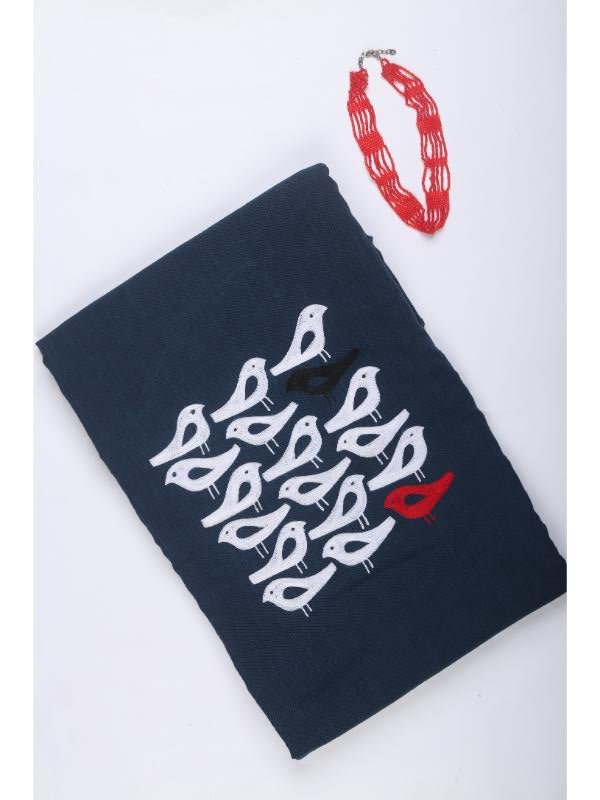 Midnight Blue Embroidered Fabric