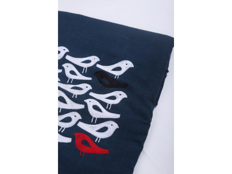 Midnight Blue Embroidered Fabric