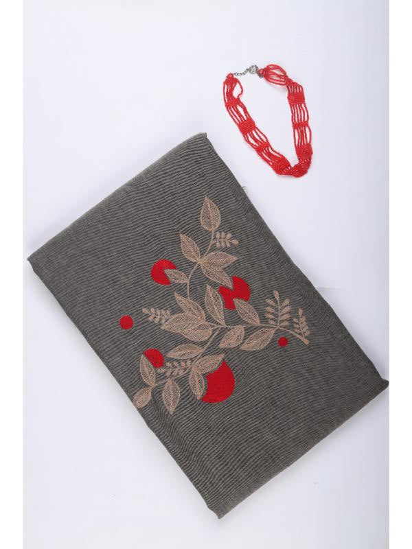 Grey Embroidered Fabric