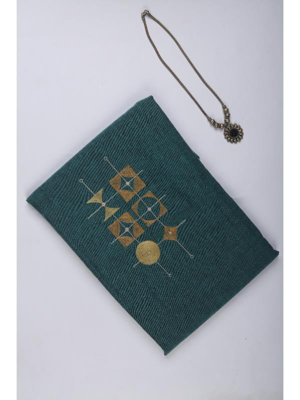 Blue geometric embroidery Fabric