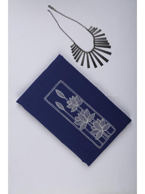 ROYAL BLUE EMBROIDERED TOP FABRIC