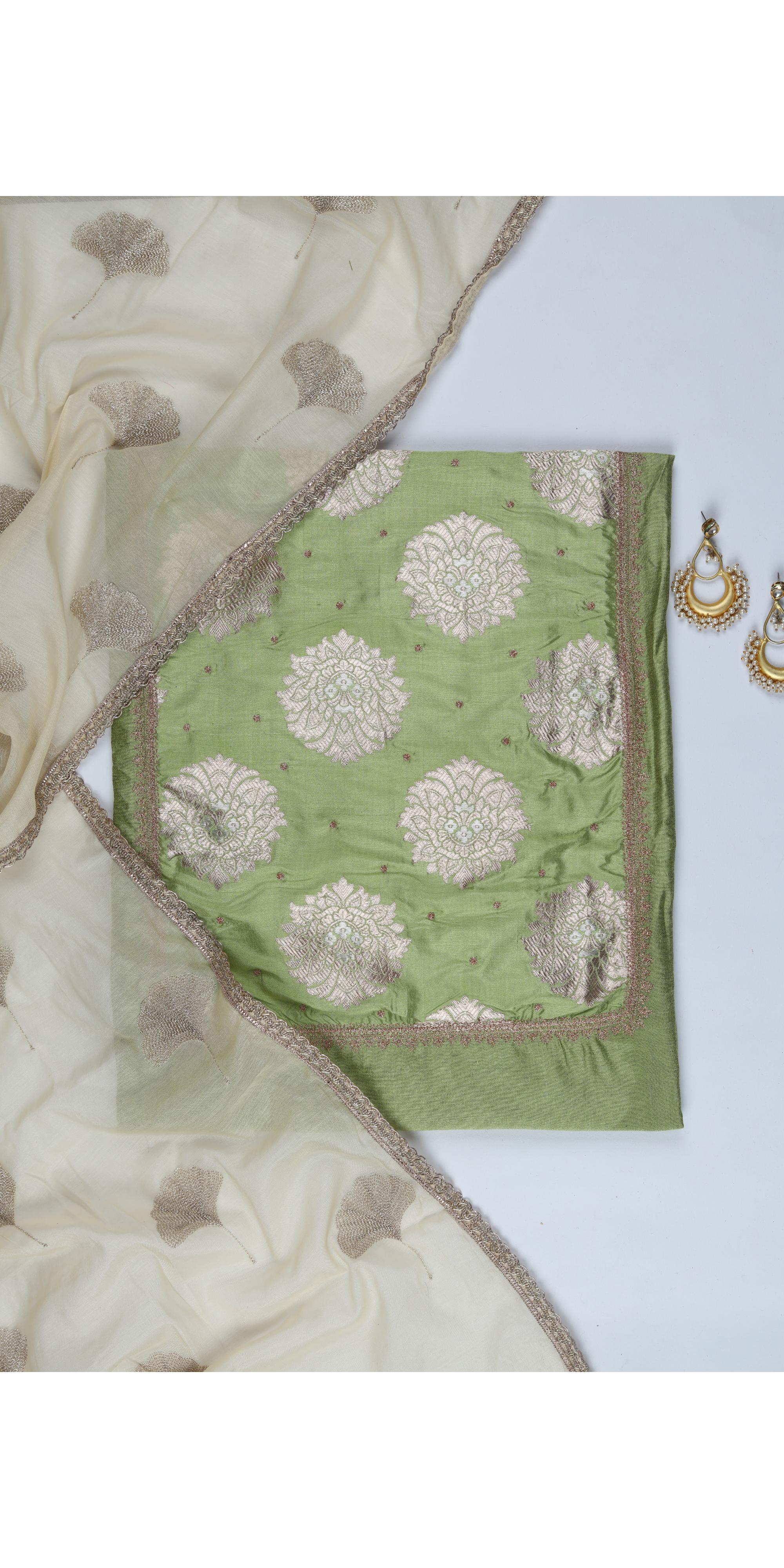 Cotton Silk 3 Piece Unstitched Set -286