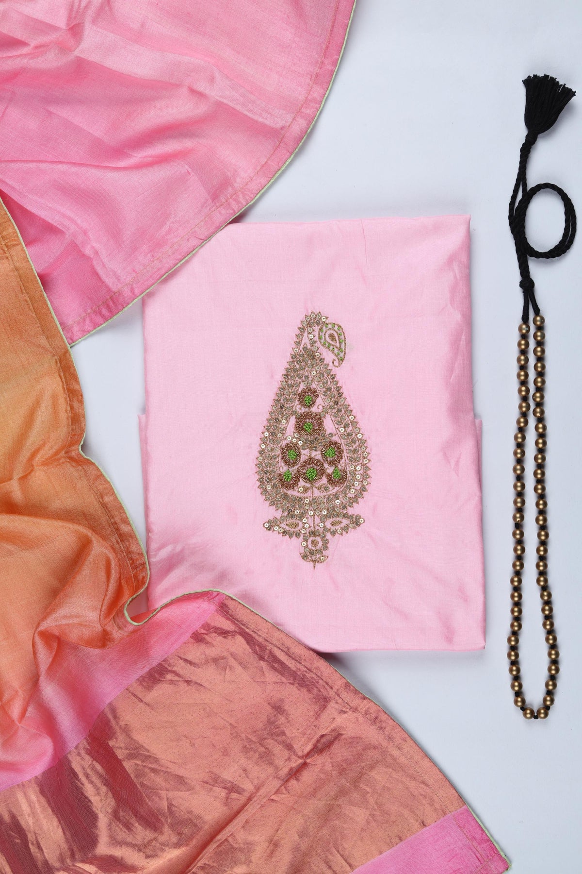 Silk 2 Piece Unstitched Kurta & Dupatta Set – Traditional Design-051