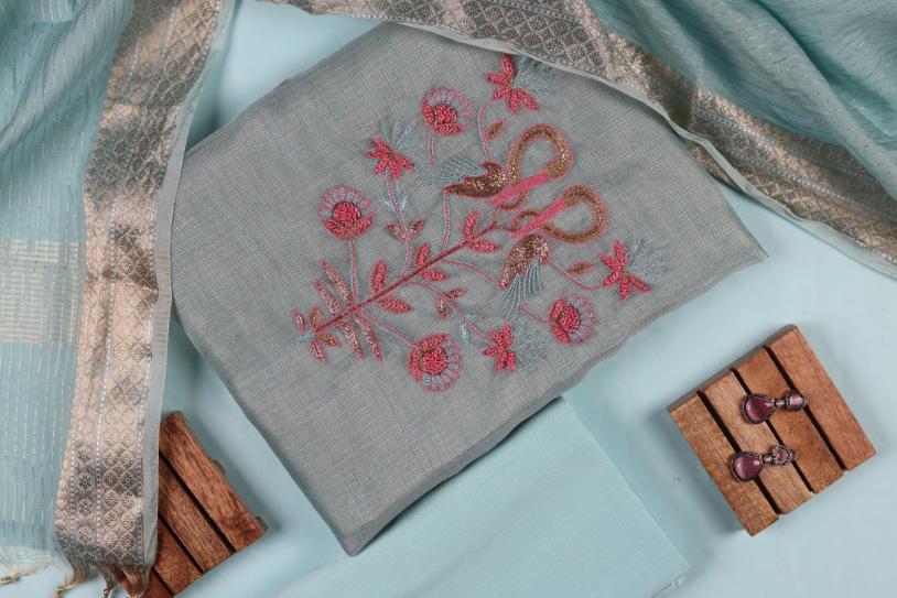 Embroidered Kota Set - 3