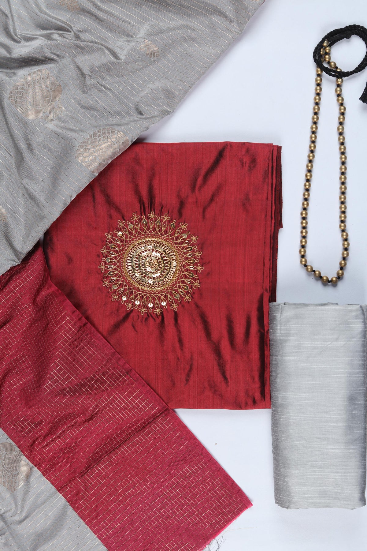Pure Silk Piece Unstitched Suit Set – Classic Ethnic Style-337
