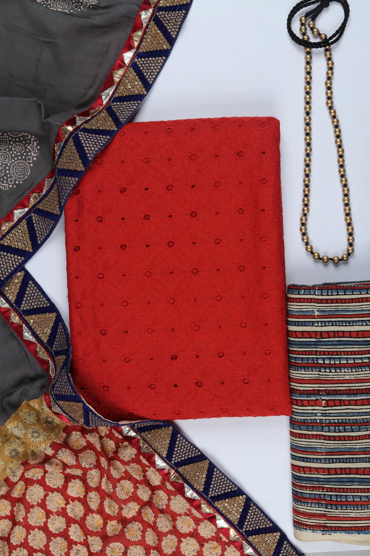 Cotton Piece Unstitched Suit Set – Classic Ethnic Style-345