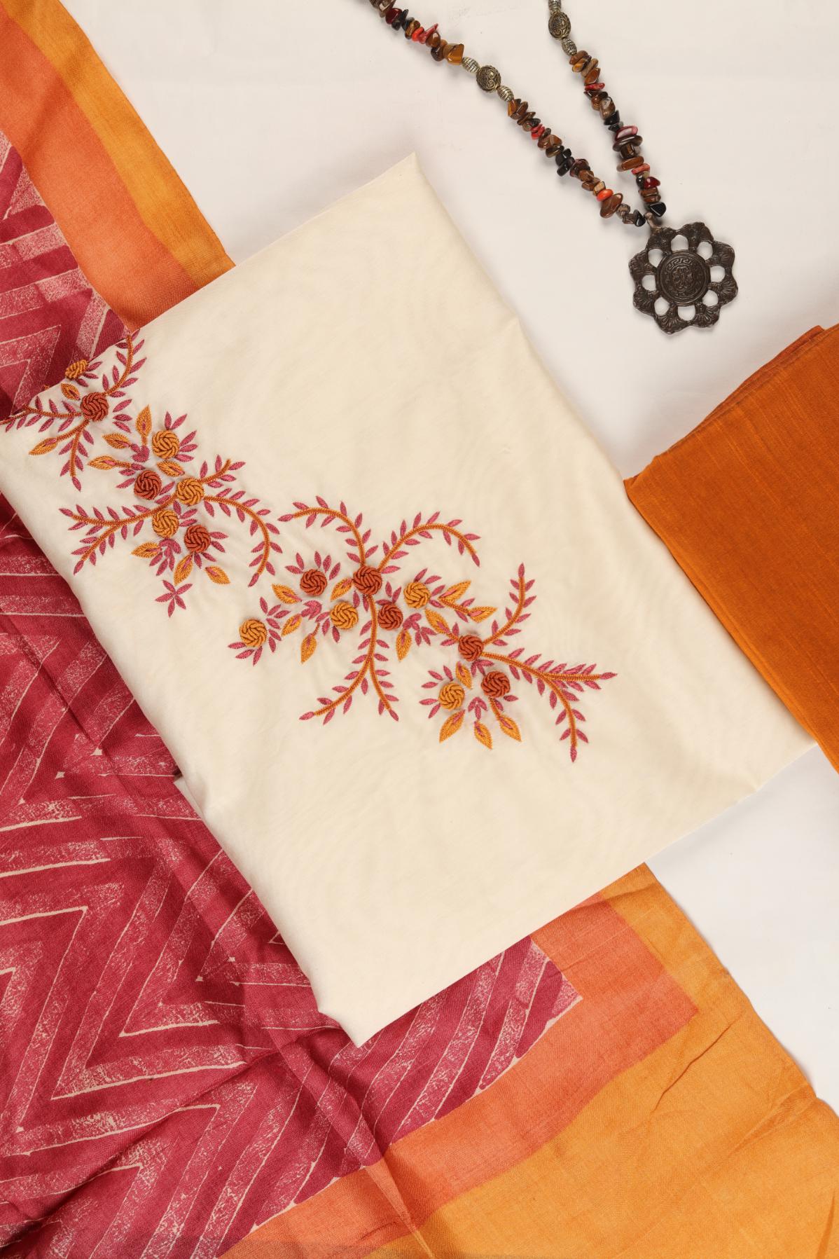 Chanderi Silk Piece Unstitched Suit Set – Classic Ethnic Style-379