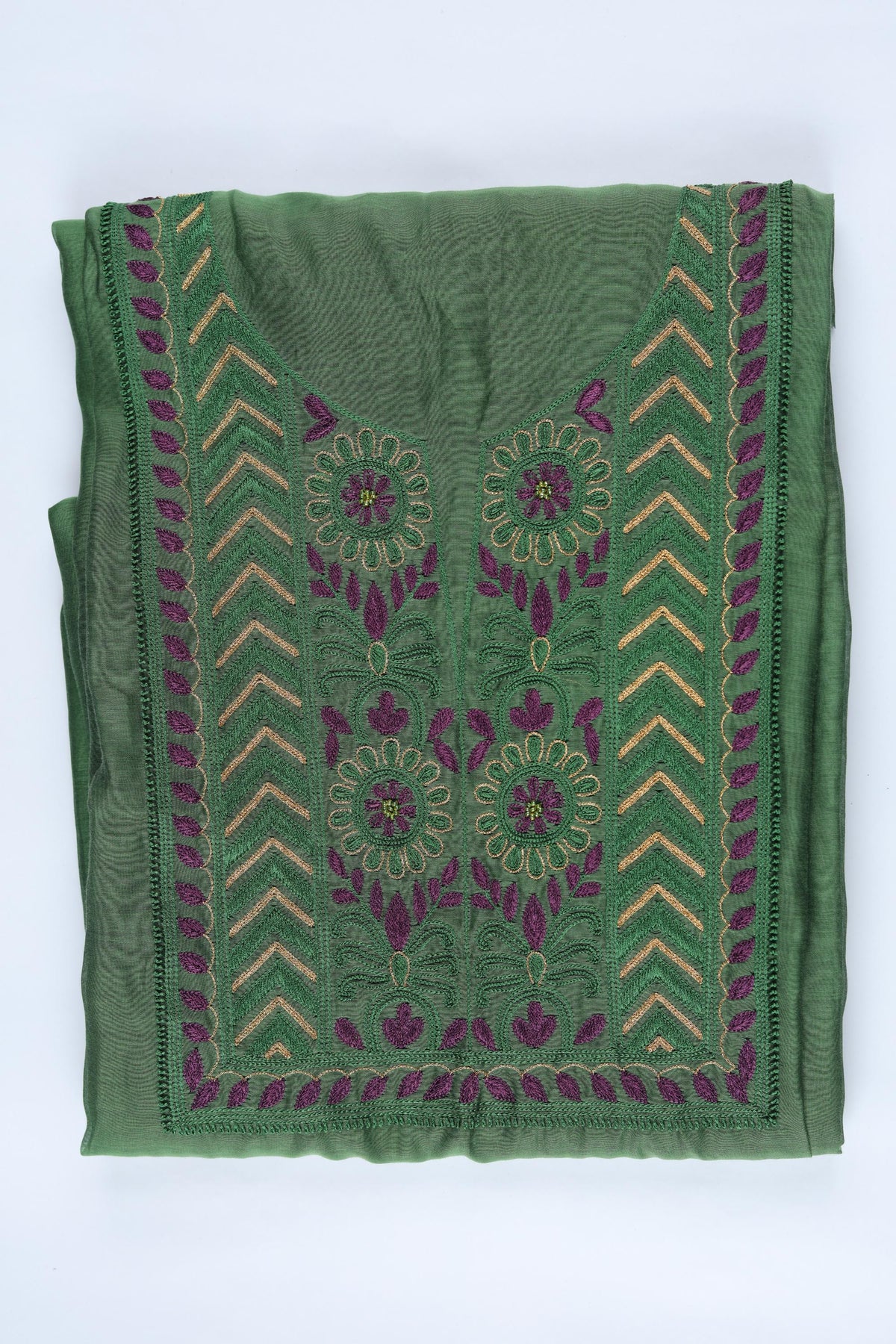 Chanderi Silk Piece Unstitched Suit Set – Classic Ethnic Style-359