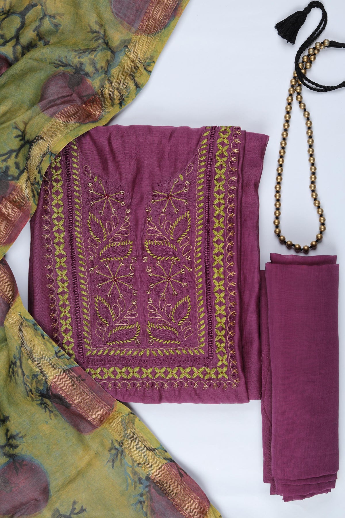 Chanderi Silk Piece Unstitched Suit Set – Classic Ethnic Style-362