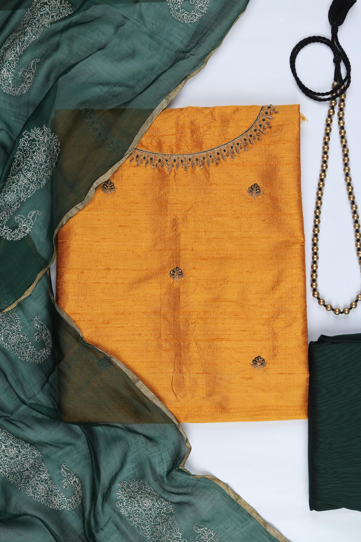 Raw Silk Piece Unstitched Suit Set – Classic Ethnic Style-368