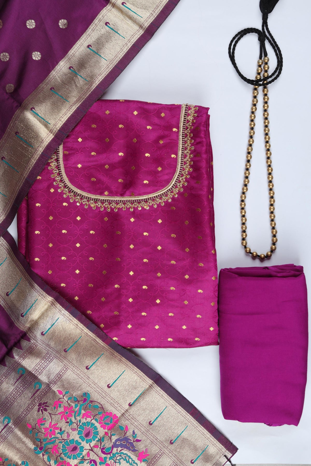 Pure Silk Piece Unstitched Suit Set – Classic Ethnic Style-370